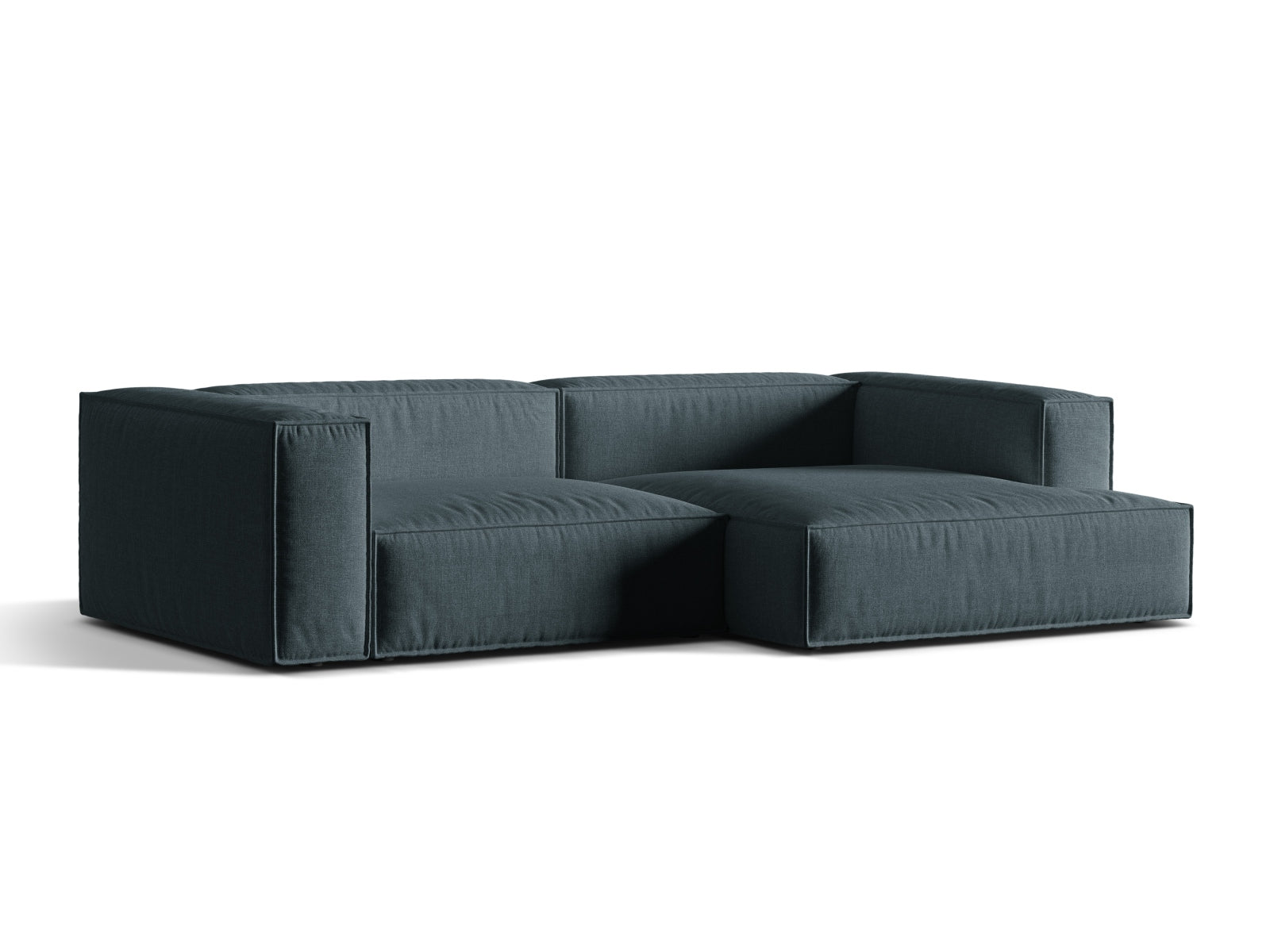Elegantes 4-Sitzer Ecksofa rechts Nuria in tiefem Petrol, ideal für stilvolle Wohnräume. Hochwertige Verarbeitung von Micadoni.