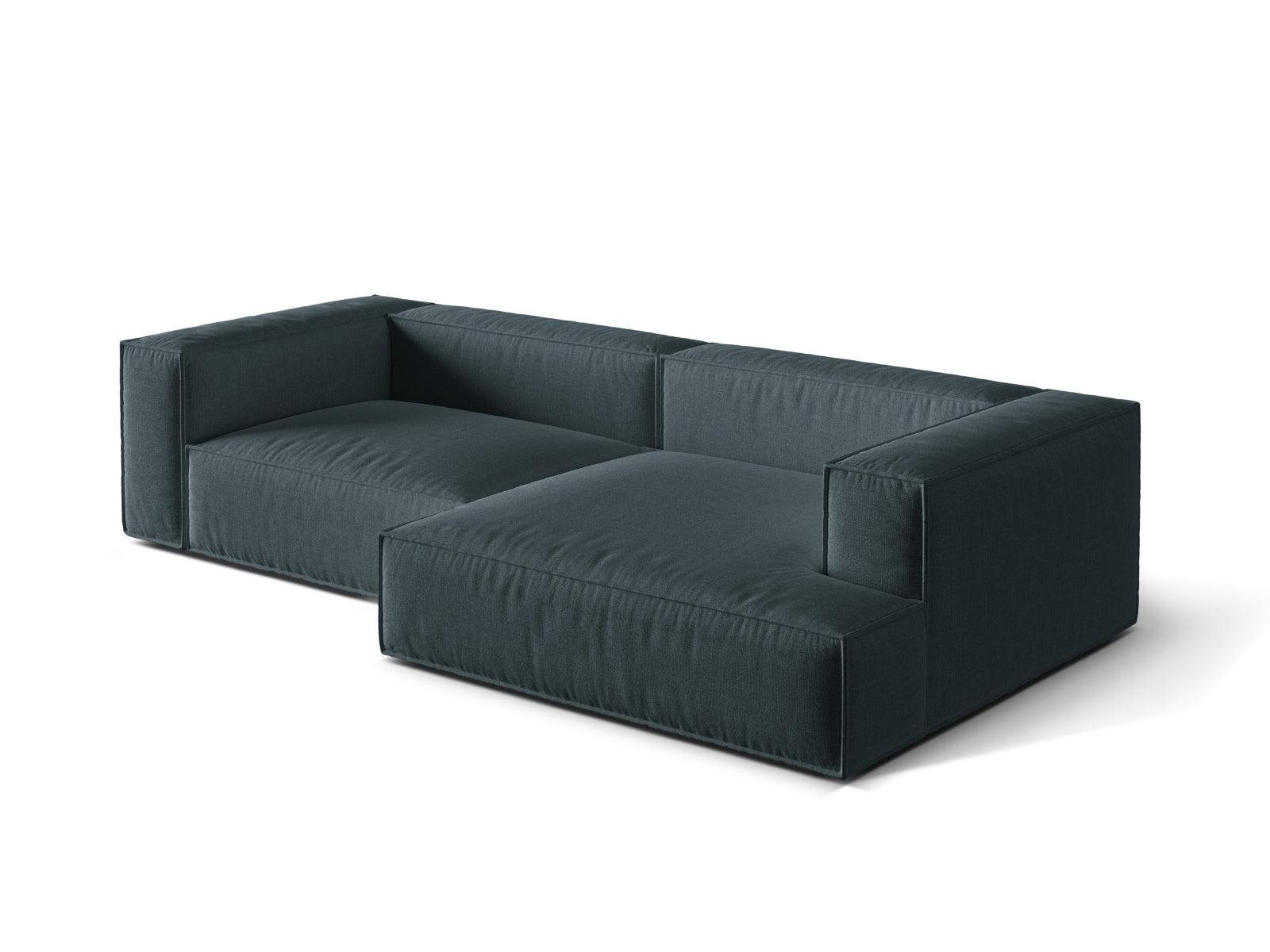 Elegantes 4-Sitzer Ecksofa rechts Nuria in stilvollem Petrol, ideal für einladende Wohnräume und entspannte Stunden.