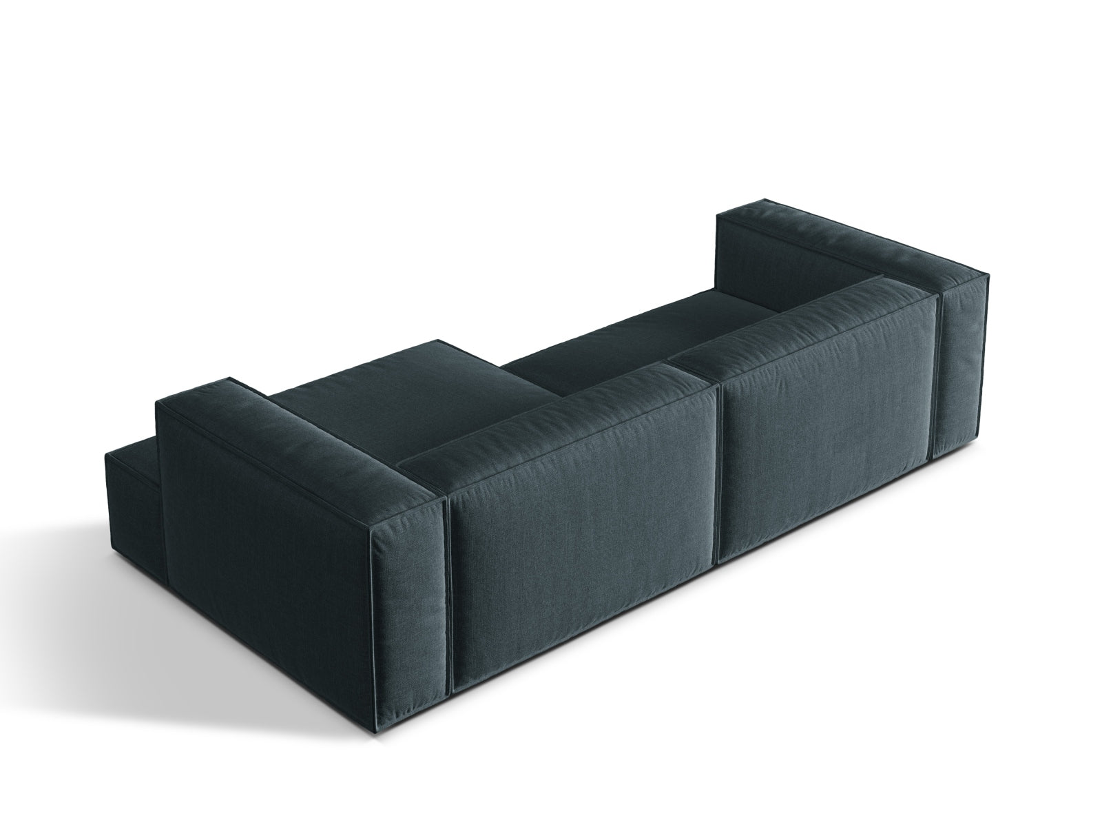 Modernes 4-Sitzer Ecksofa rechts Nuria in ansprechendem Petrol, perfekt für gemütliche Abende und stilvolle Einrichtungsideen.
