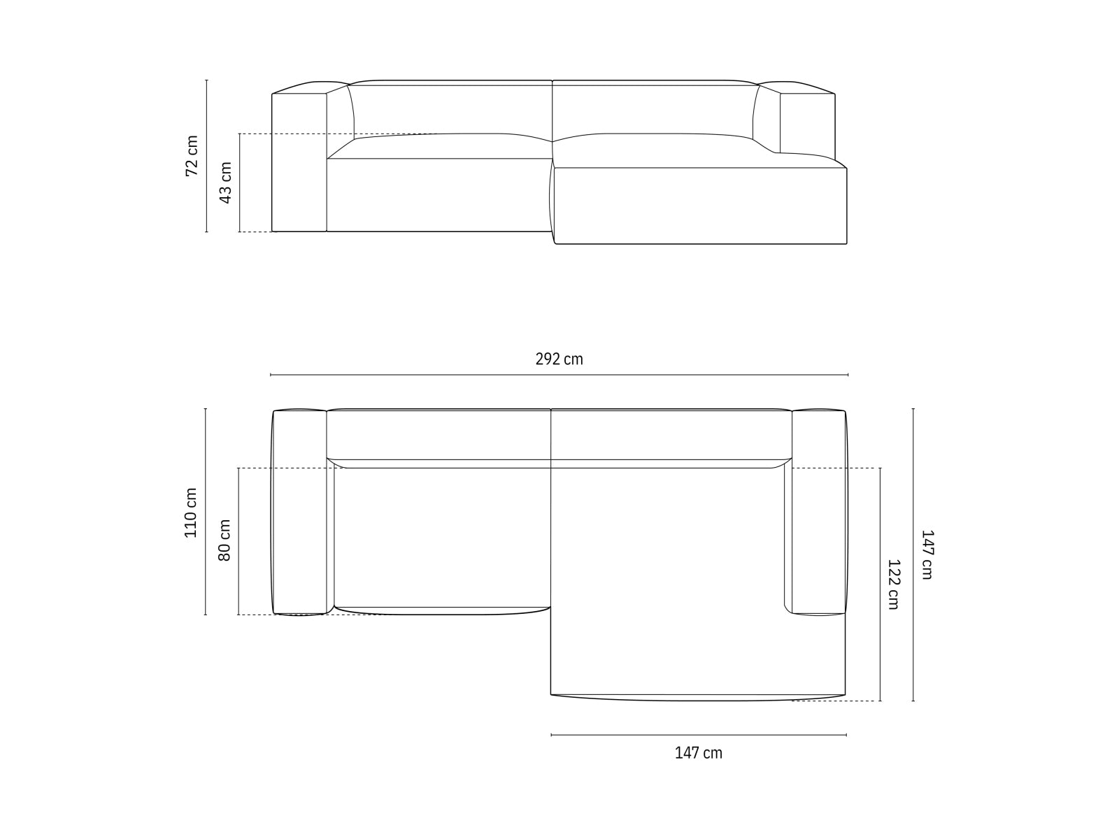 Gemütliches 4-Sitzer Ecksofa rechts Nuria in zeitlosem Grau, perfekt für stilvolle Wohnzimmer und entspannte Abende, von Micadoni.