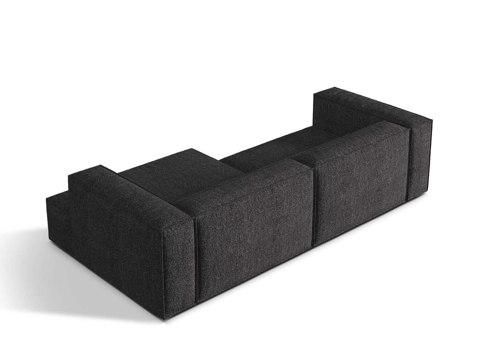 Elegantes Nuria Boucle Ecksofa in Anthrazit, 4-Sitzer, perfekt für stilvolle Wohnräume und gesellige Abende.