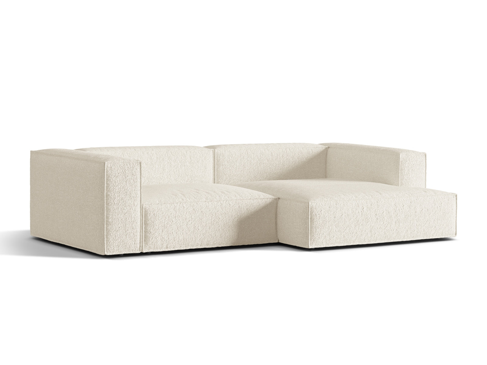 Erleben Sie das stilvolle Nuria Boucle Modular Ecksofa rechts von Micadoni – ein 4-Sitzer mit hochwertiger Boucle-Polsterung für maximalen Komfort.