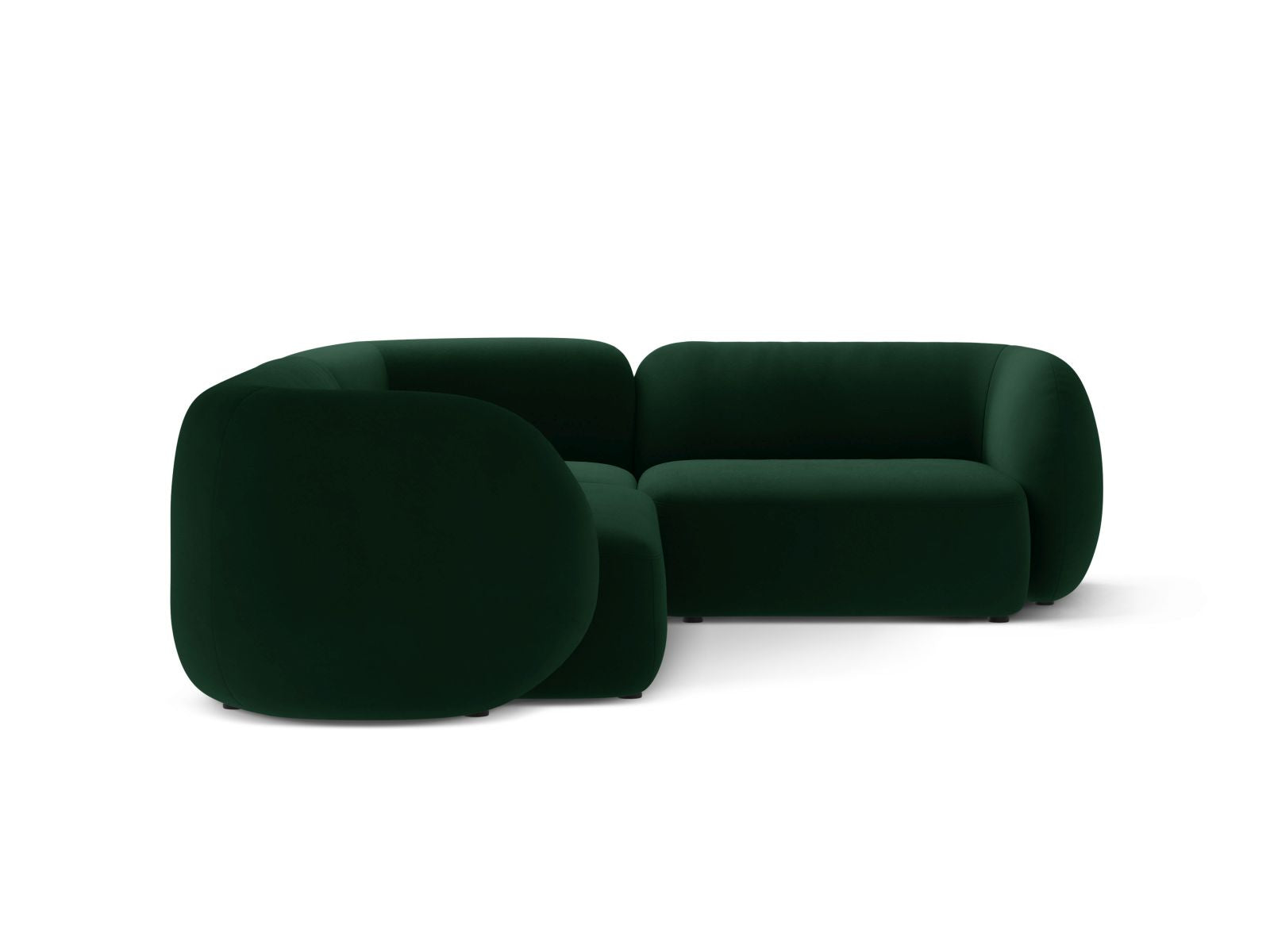 Elegantes 4-Sitzer Ecksofa rechts Kate in tiefem Flaschengrün, ideal für stilvolle Wohnräume, präsentiert von Micadoni.