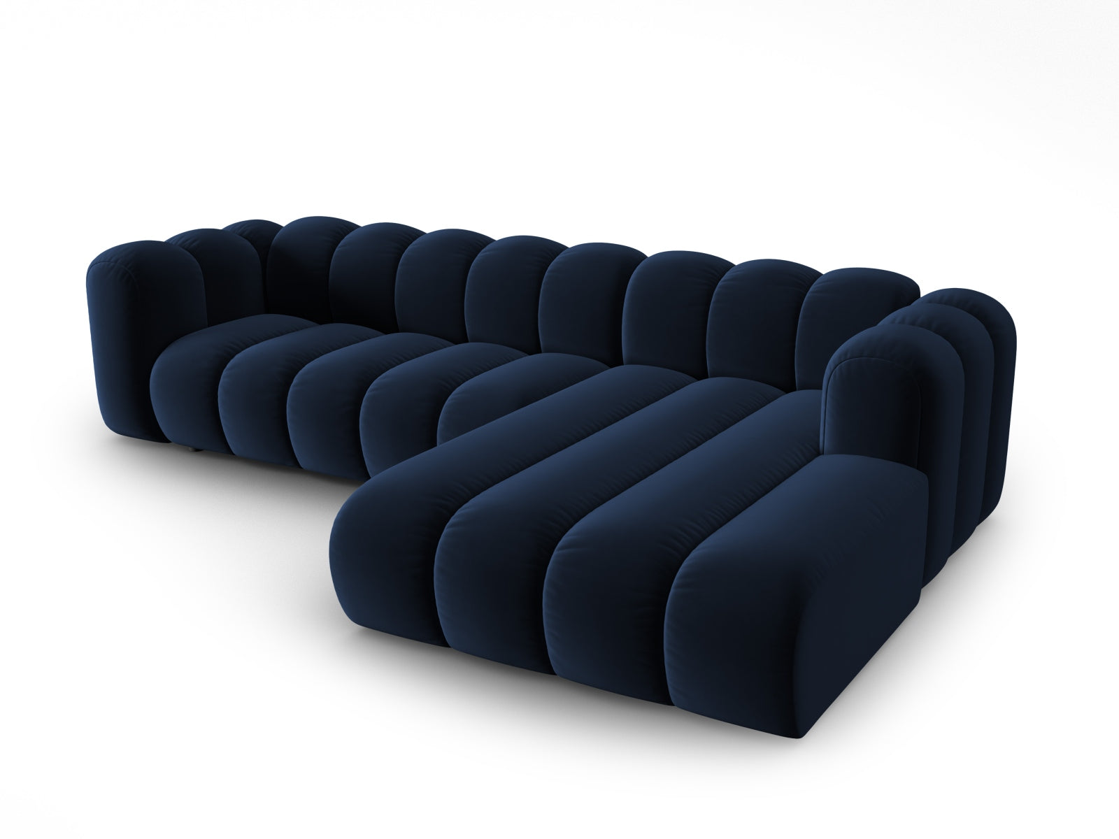 Lupine Velour modulares Ecksofa rechts 4 Sitzer in Royal Blue-Salvador präsentiert im Onlineshop von KAQTU Design AG. L-Sofa rechts ist von Micadoni