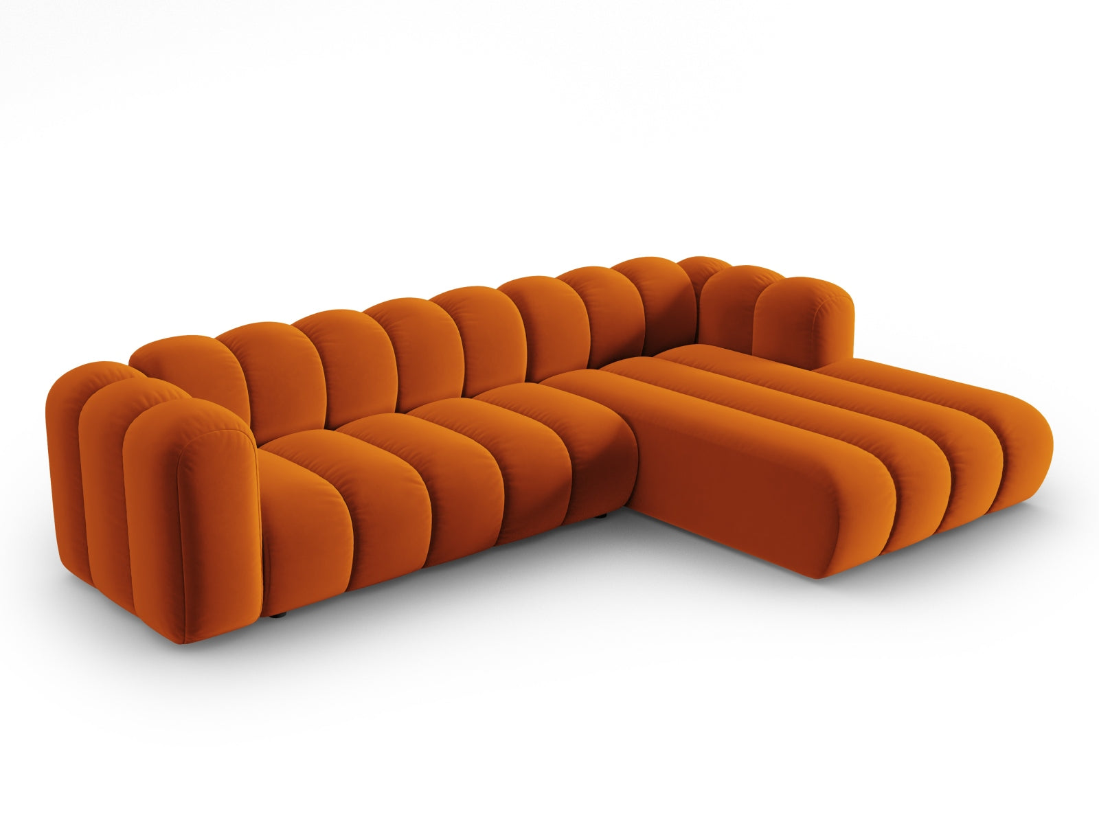 Lupine Velour modulares Ecksofa rechts 4 Sitzer in Terracotta-Salvador präsentiert im Onlineshop von KAQTU Design AG. L-Sofa rechts ist von Micadoni