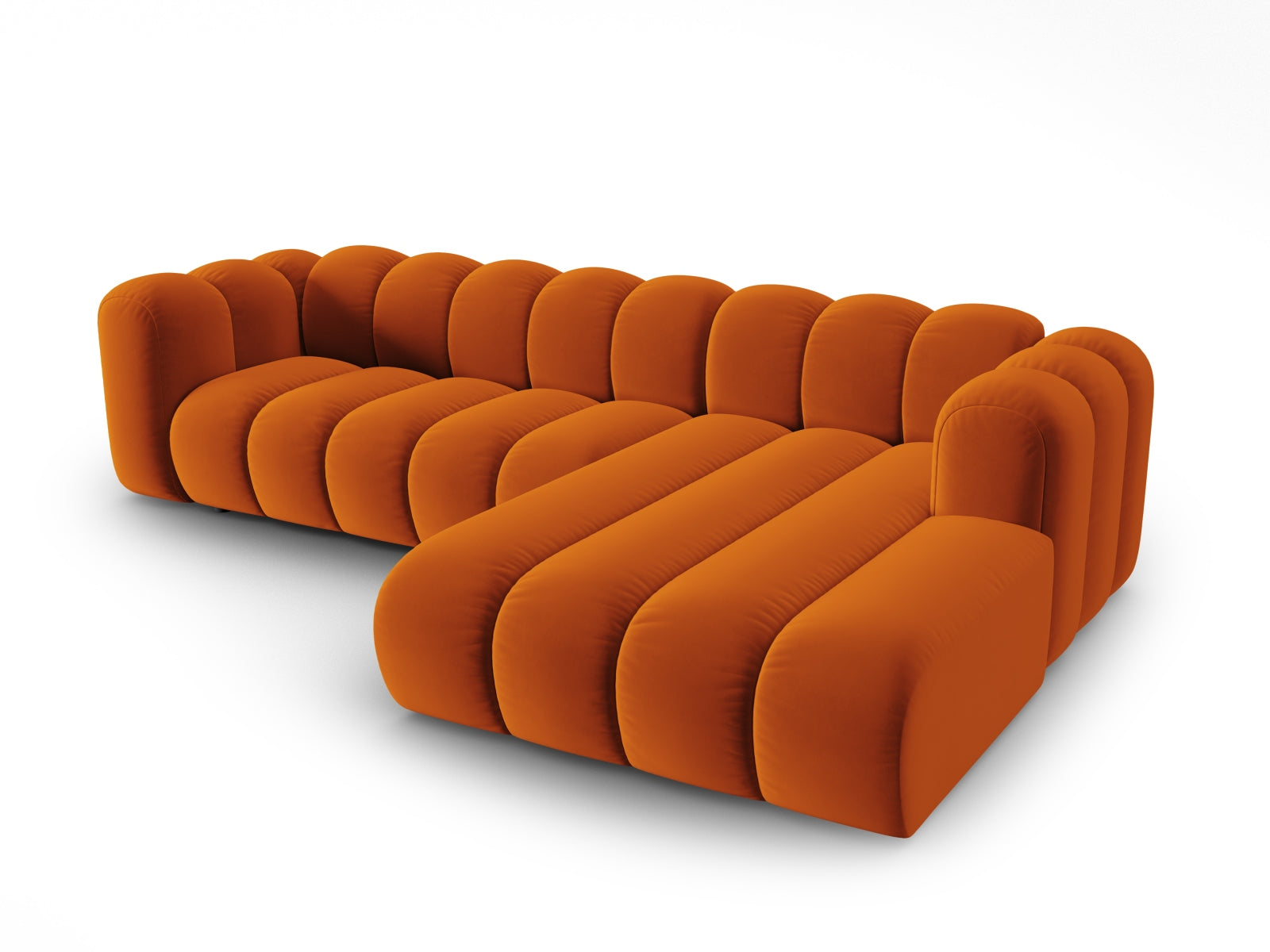 Lupine Velour modulares Ecksofa rechts 4 Sitzer in Terracotta-Salvador präsentiert im Onlineshop von KAQTU Design AG. L-Sofa rechts ist von Micadoni