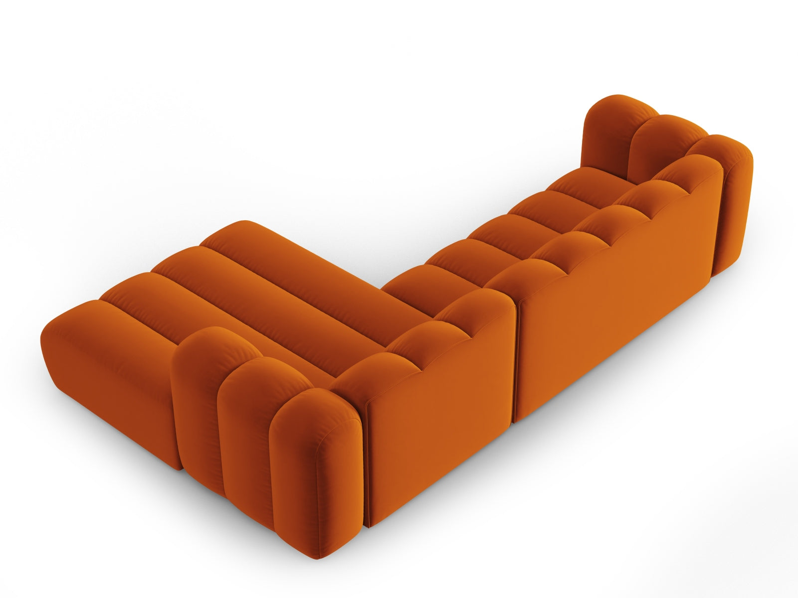 Lupine Velour modulares Ecksofa rechts 4 Sitzer in Terracotta-Salvador präsentiert im Onlineshop von KAQTU Design AG. L-Sofa rechts ist von Micadoni