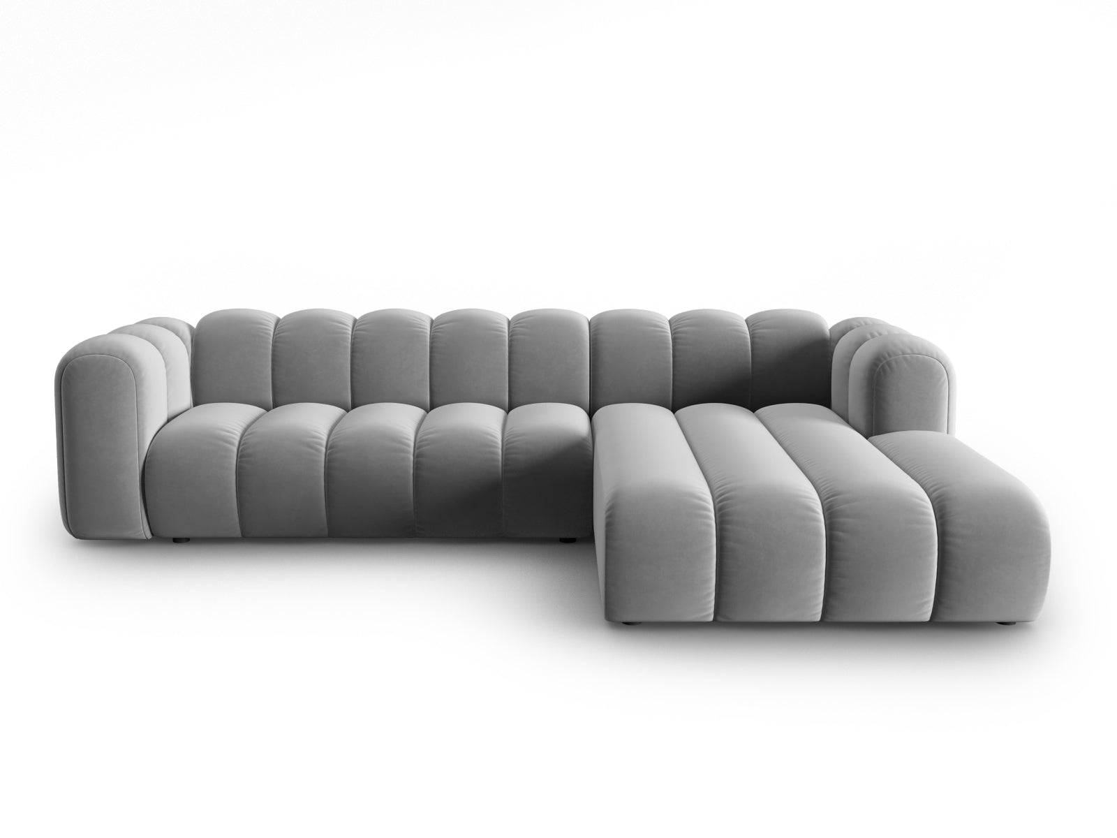 Lupine Velour modulares Ecksofa rechts 4 Sitzer in Grey-Salvador präsentiert im Onlineshop von KAQTU Design AG. L-Sofa rechts ist von Micadoni