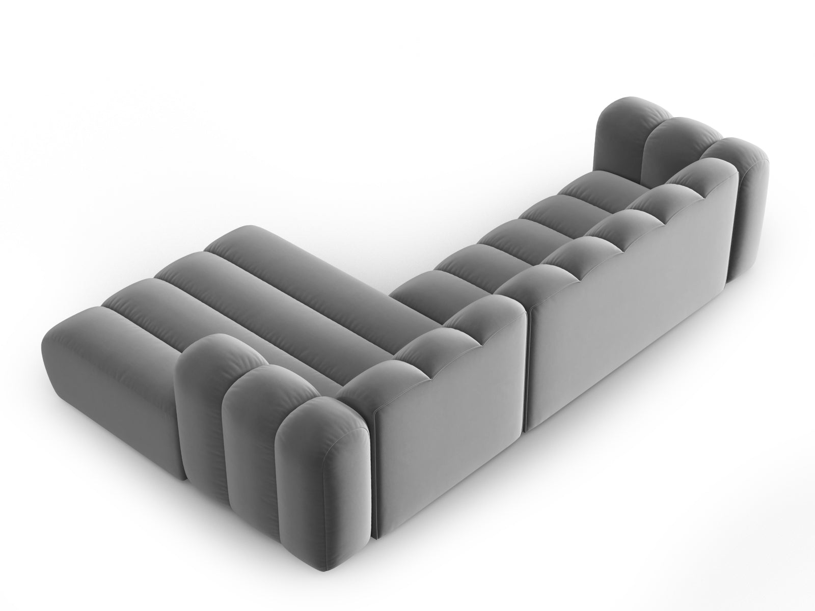 Lupine Velour modulares Ecksofa rechts 4 Sitzer in Grey-Salvador präsentiert im Onlineshop von KAQTU Design AG. L-Sofa rechts ist von Micadoni