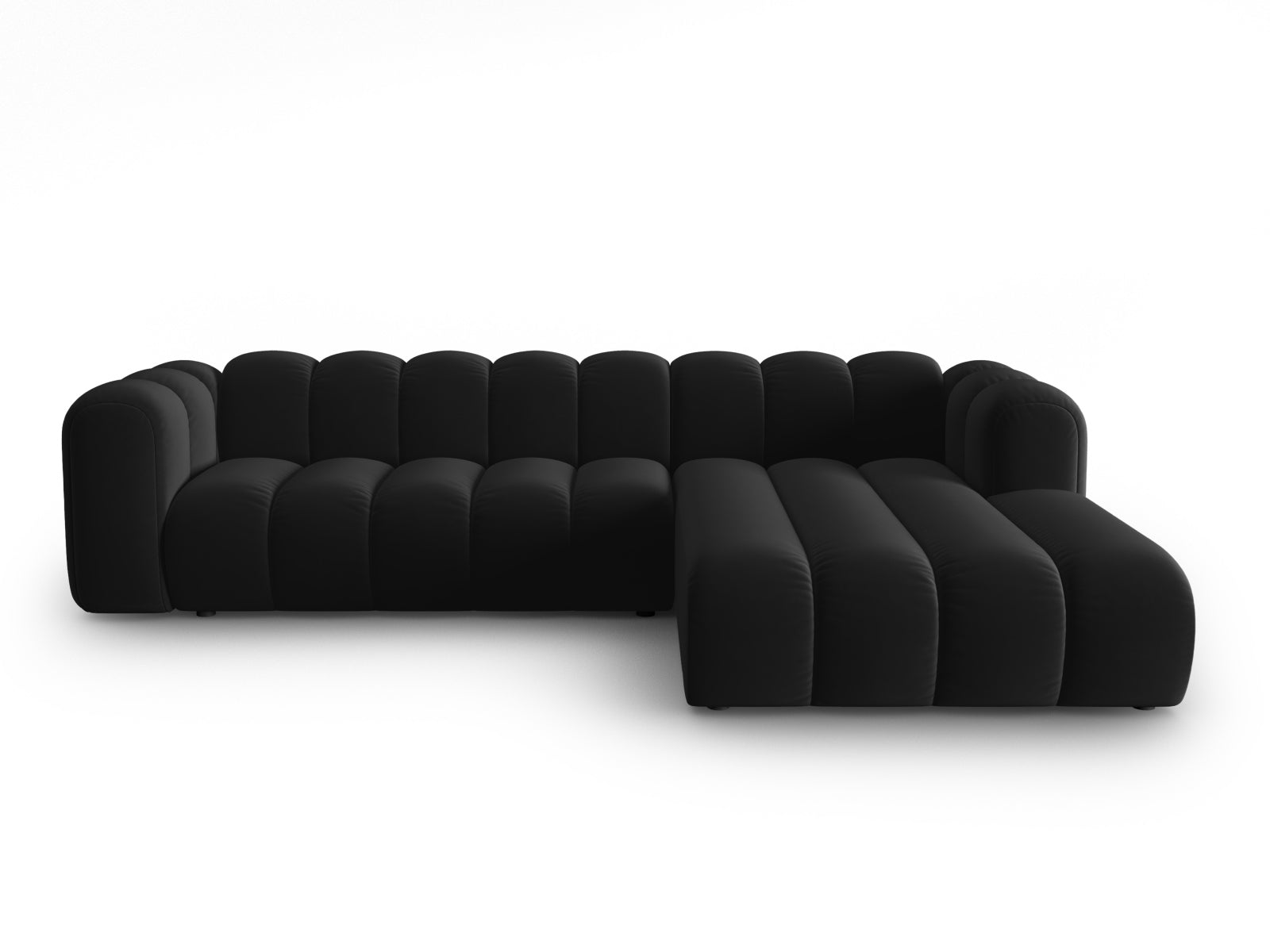 Lupine Velour modulares Ecksofa rechts 4 Sitzer in Black-Salvador präsentiert im Onlineshop von KAQTU Design AG. L-Sofa rechts ist von Micadoni