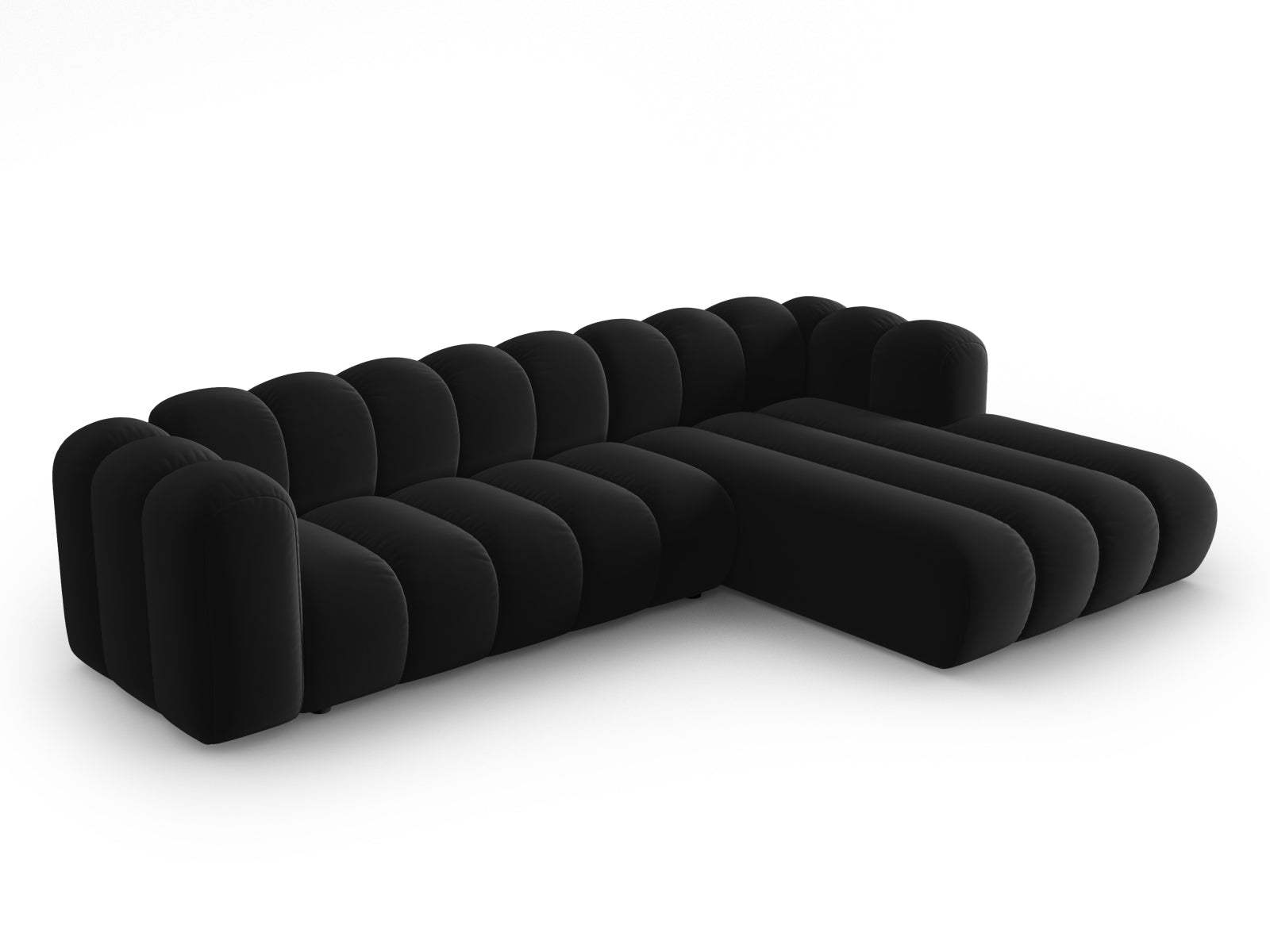 Lupine Velour modulares Ecksofa rechts 4 Sitzer in Black-Salvador präsentiert im Onlineshop von KAQTU Design AG. L-Sofa rechts ist von Micadoni
