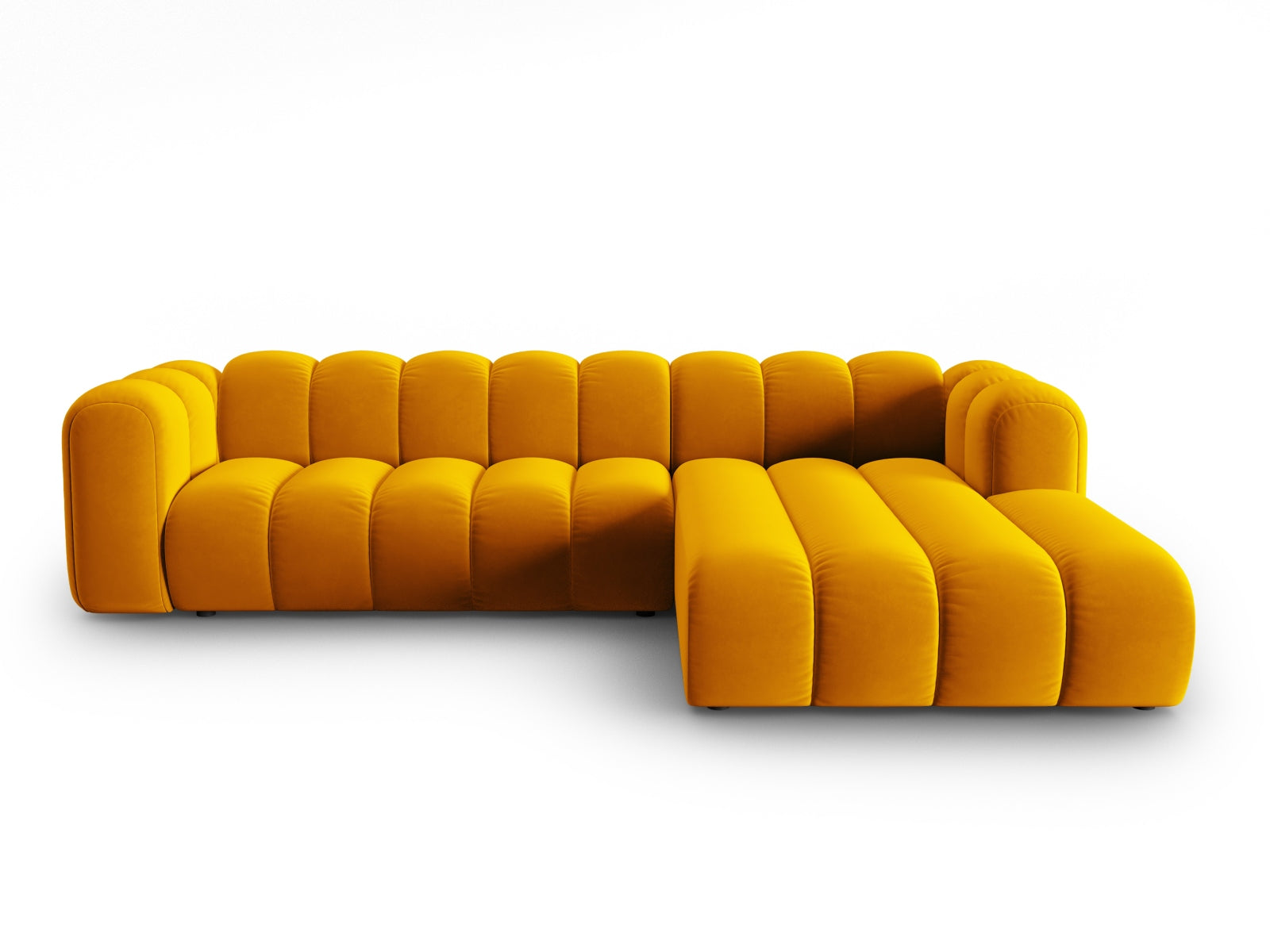 Lupine Velour modulares Ecksofa rechts 4 Sitzer in Yellow präsentiert im Onlineshop von KAQTU Design AG. Ecksofa rechts ist von Micadoni