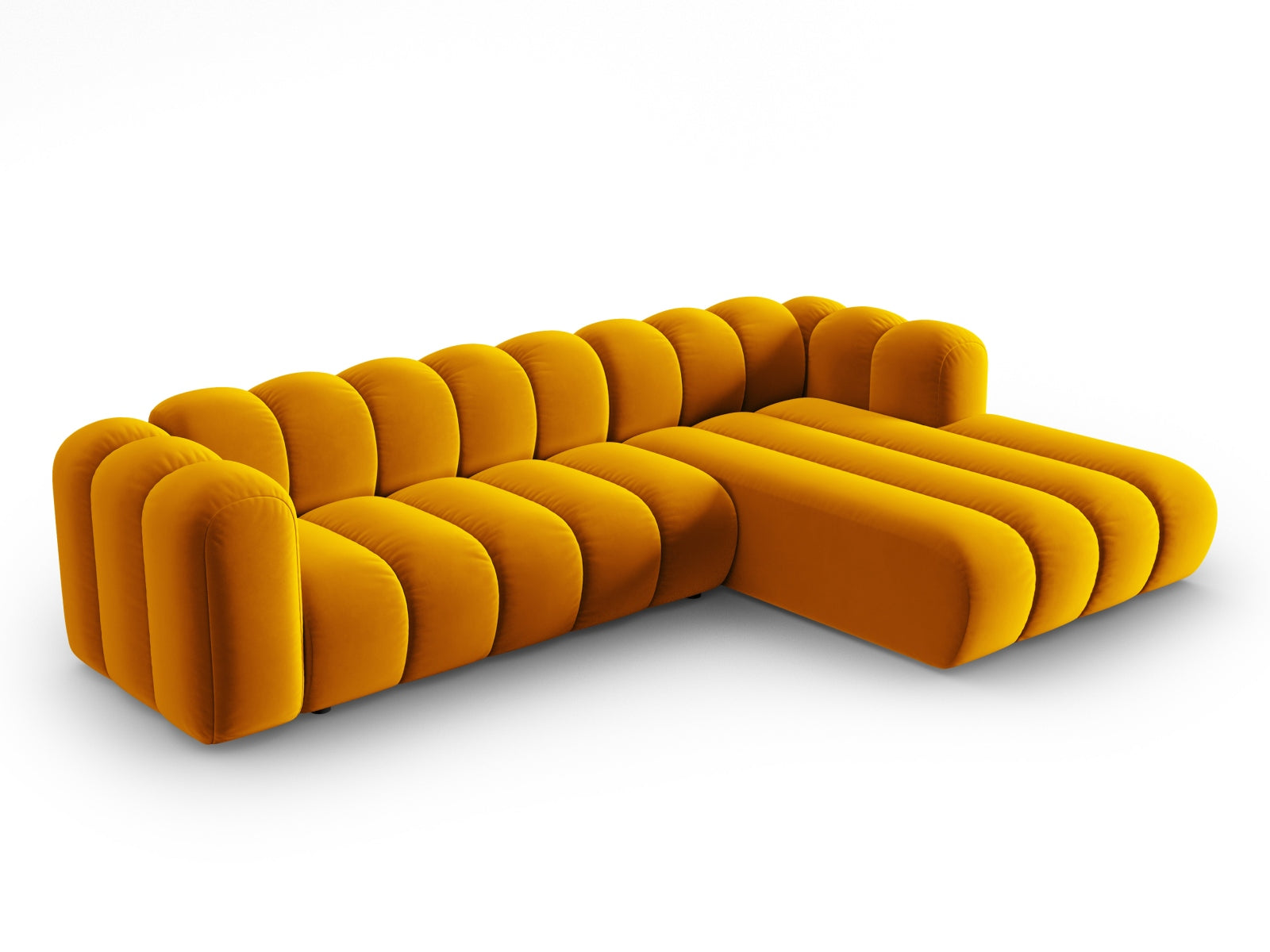 Lupine Velour modulares Ecksofa rechts 4 Sitzer in Yellow-Salvador präsentiert im Onlineshop von KAQTU Design AG. L-Sofa rechts ist von Micadoni