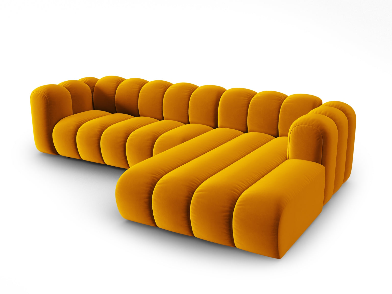 Lupine Velour modulares Ecksofa rechts 4 Sitzer in Yellow-Salvador präsentiert im Onlineshop von KAQTU Design AG. L-Sofa rechts ist von Micadoni