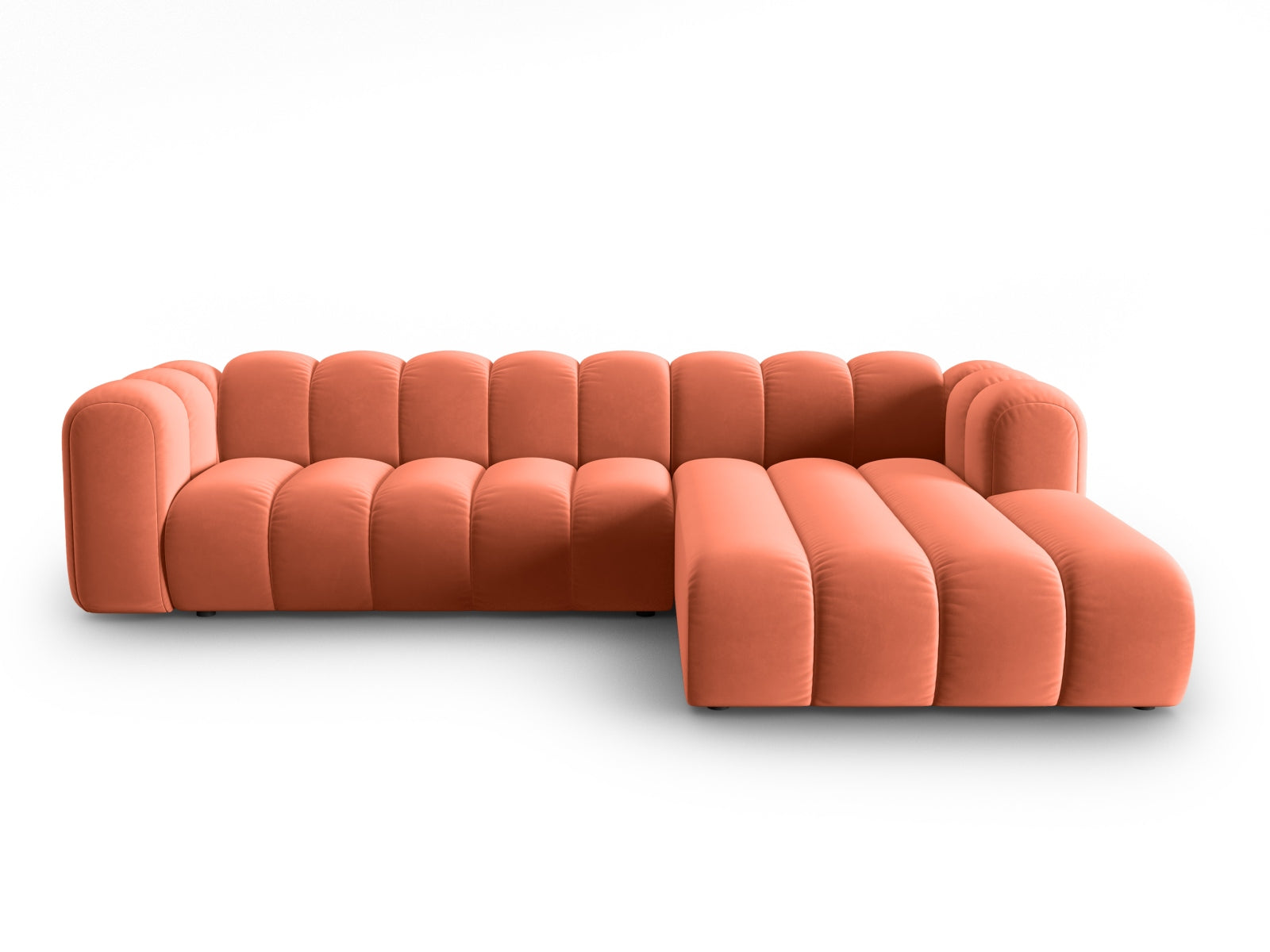 Lupine Velour modulares Ecksofa rechts 4 Sitzer in Coral-Salvador präsentiert im Onlineshop von KAQTU Design AG. L-Sofa rechts ist von Micadoni