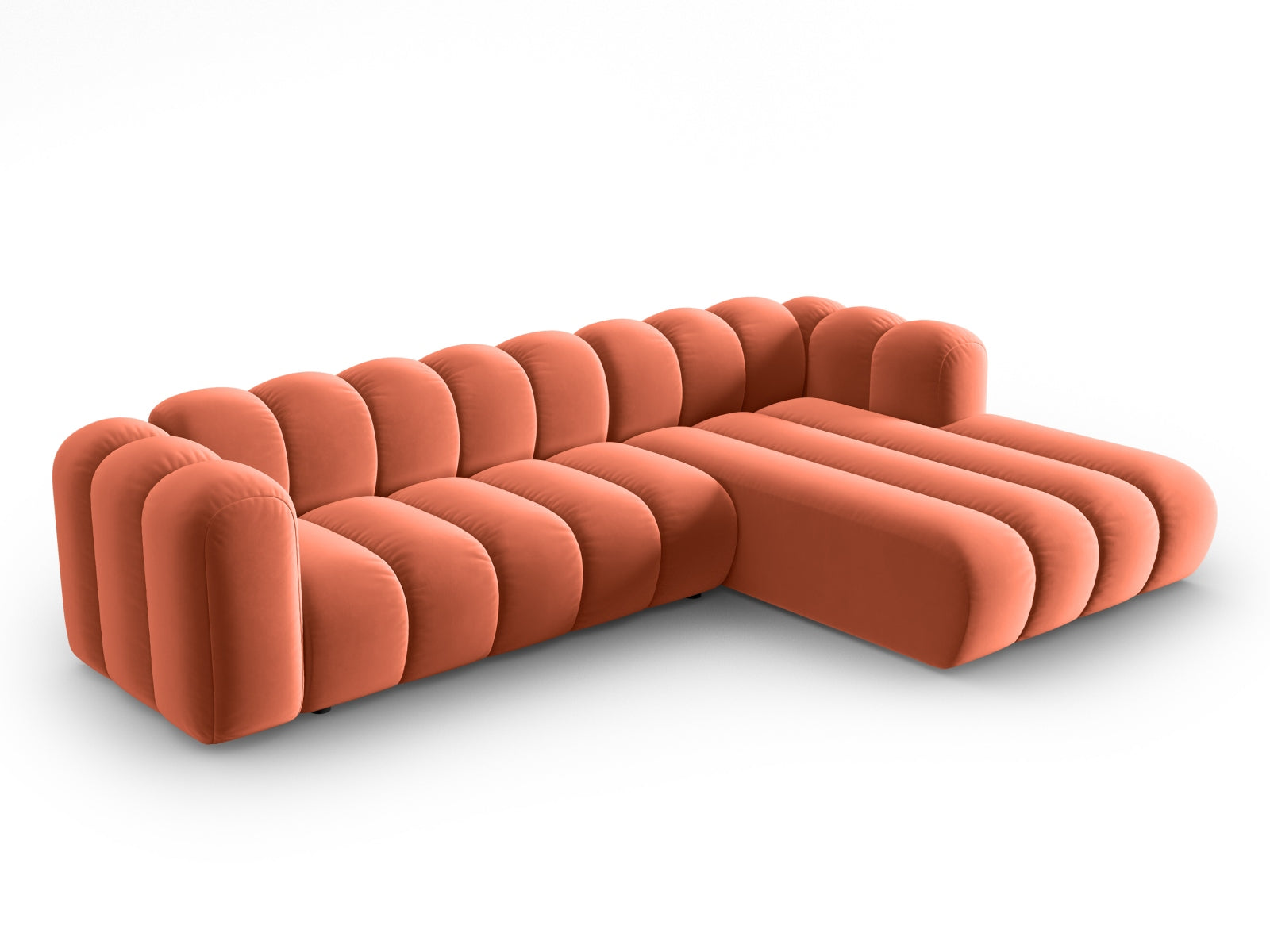 Lupine Velour modulares Ecksofa rechts 4 Sitzer in Coral-Salvador präsentiert im Onlineshop von KAQTU Design AG. L-Sofa rechts ist von Micadoni