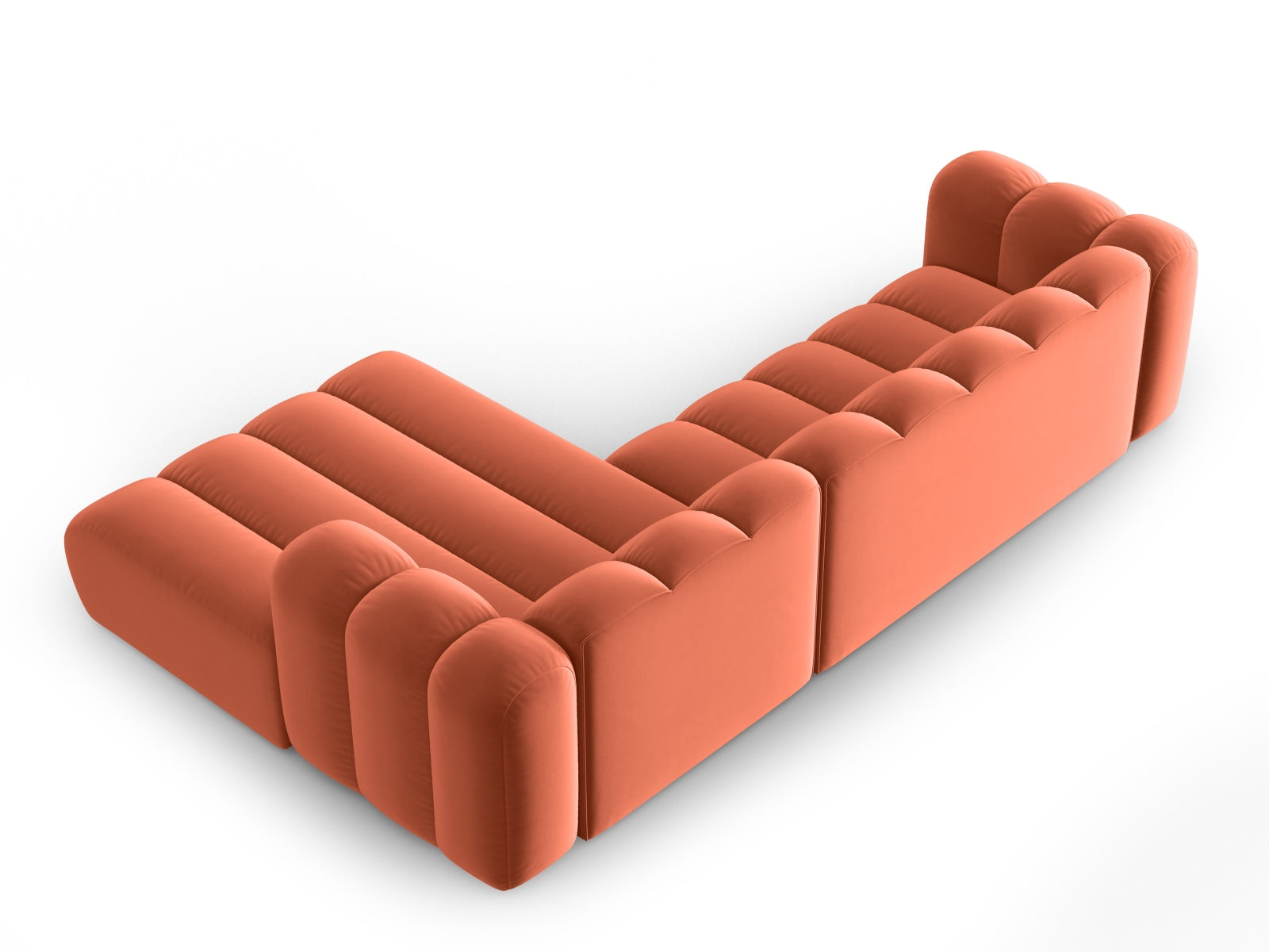 Lupine Velour modulares Ecksofa rechts 4 Sitzer in Coral-Salvador präsentiert im Onlineshop von KAQTU Design AG. L-Sofa rechts ist von Micadoni