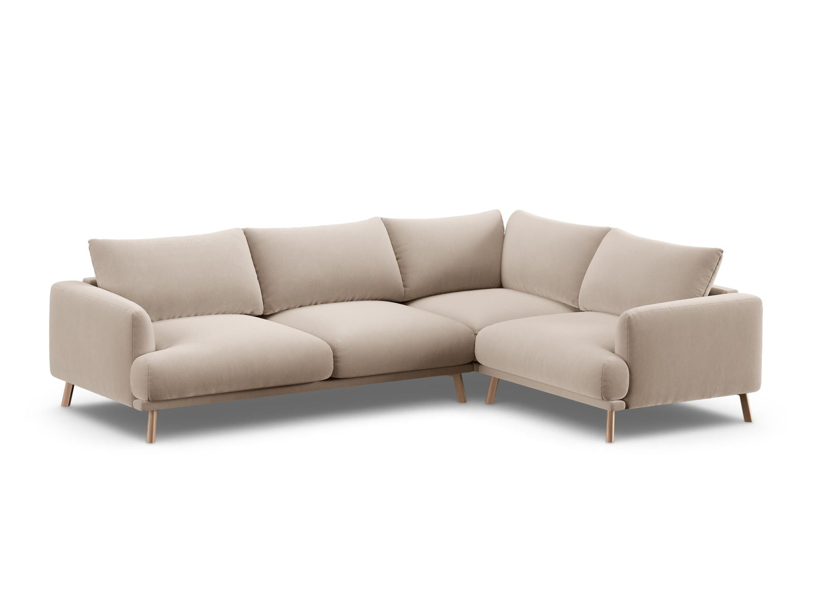 Beige 4-Sitzer Ecksofa Naomi von Micadoni, stilvolles Design für modernen Wohnraum, bequem und elegant, ideal für entspannte Abende.
