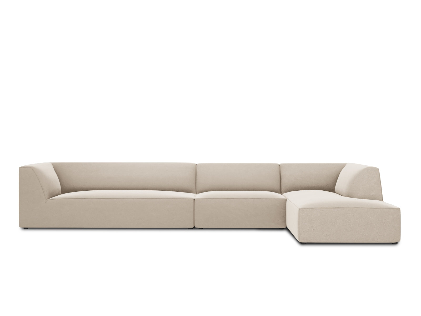 Ruby Velour modulares Ecksofa rechts 5 Sitzer in Beige-Salvador präsentiert im Onlineshop von KAQTU Design AG. L-Sofa rechts ist von Micadoni