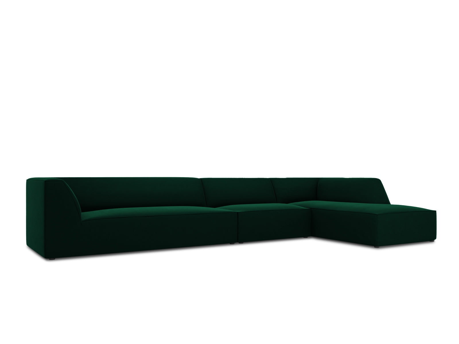 Elegantes, modulares Ecksofa in luxuriösem Ruby Velour, 5-Sitzer, rechtsseitig, ideal für stilvolle Wohnräume von Micadoni.
