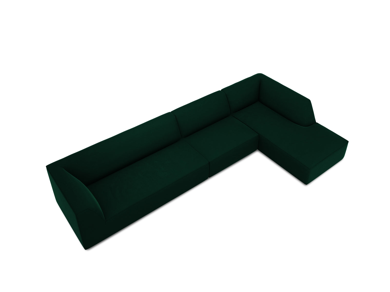 Elegantes, modulares L-Sofa in luxuriösem Ruby Velour, 5-Sitzer, rechtsseitig, ideal für stilvolle Wohnräume von Micadoni.