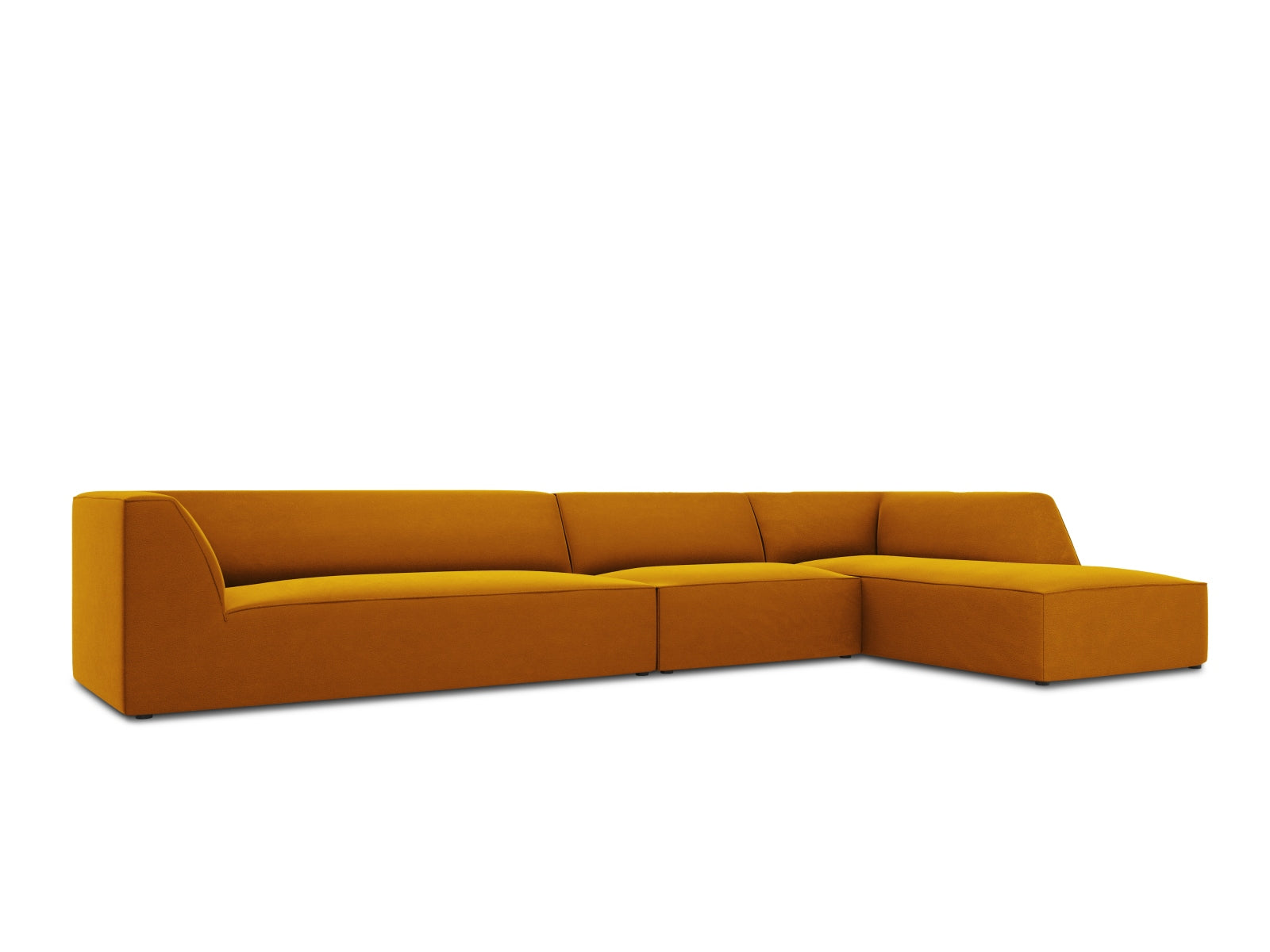 Elegantes, modulares Ecksofa in luxuriösem Ruby Velour, 5-Sitzer, rechtsseitig, ideal für stilvolle Wohnräume von Micadoni.