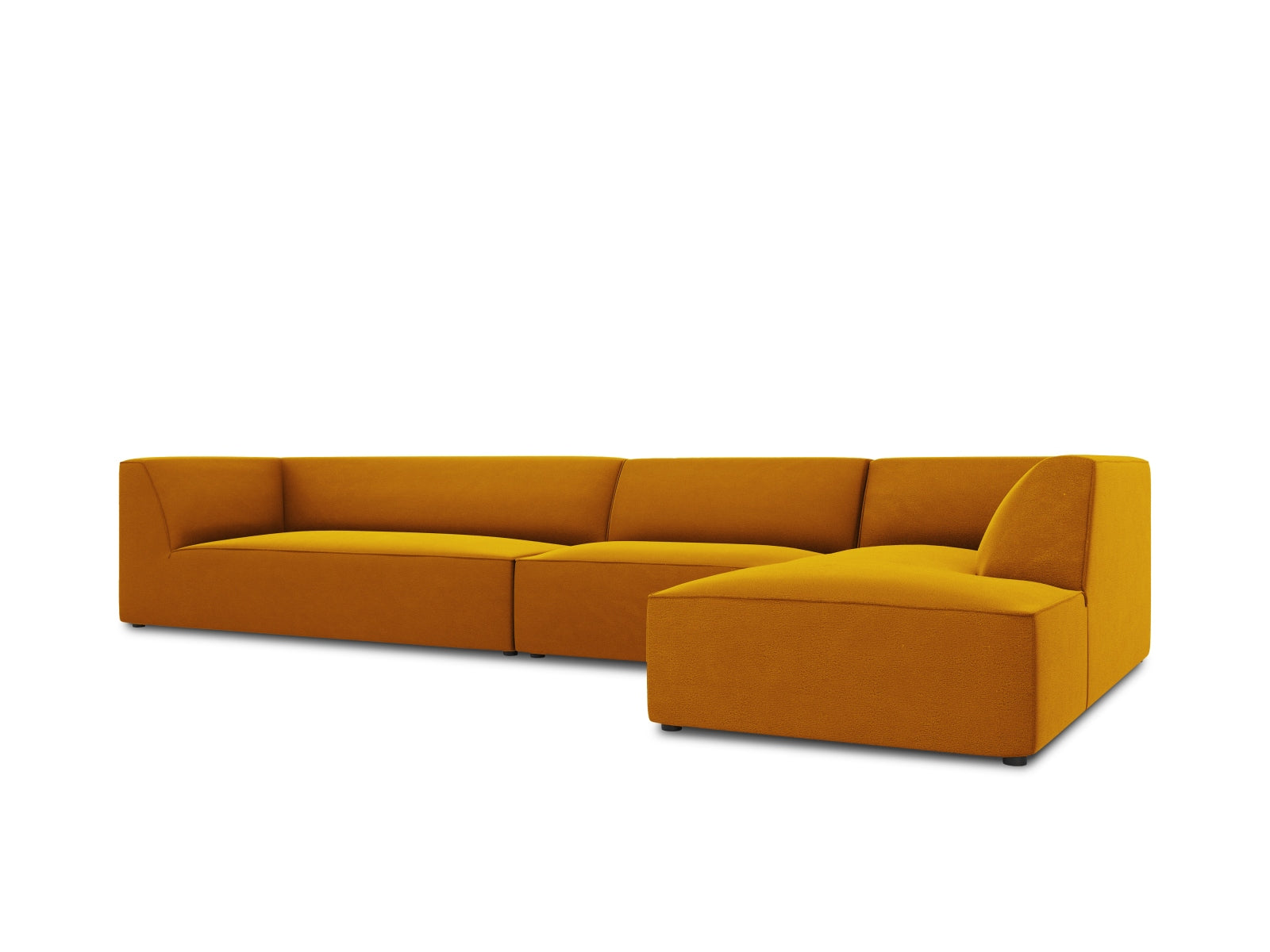 Luxuriöses 5-Sitzer Ecksofa in edlem Ruby Velour, rechtsseitig, perfekt für moderne und elegante Wohnambiente von Micadoni.