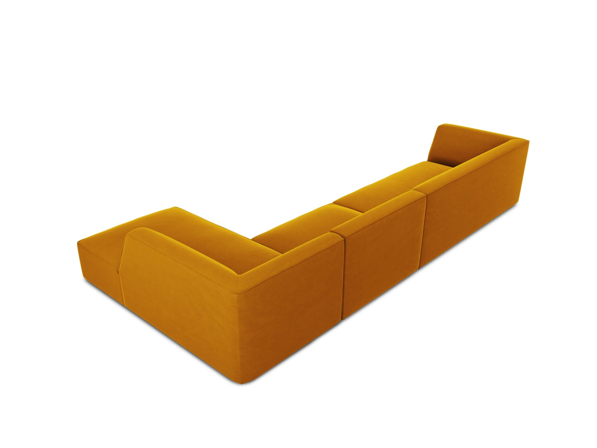 Ruby Velour modulares Ecksofa rechts 5 Sitzer in Yellow-Salvador präsentiert im Onlineshop von KAQTU Design AG. L-Sofa rechts ist von Micadoni