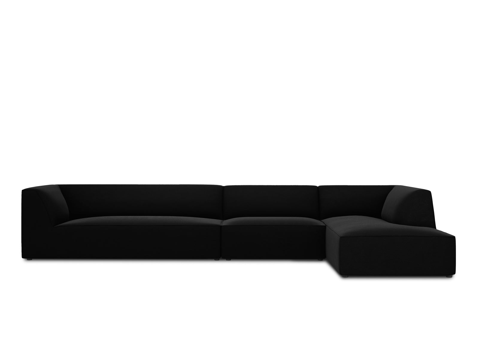 Ruby Velour modulares Ecksofa rechts 5 Sitzer in Black-Salvador präsentiert im Onlineshop von KAQTU Design AG. L-Sofa rechts ist von Micadoni