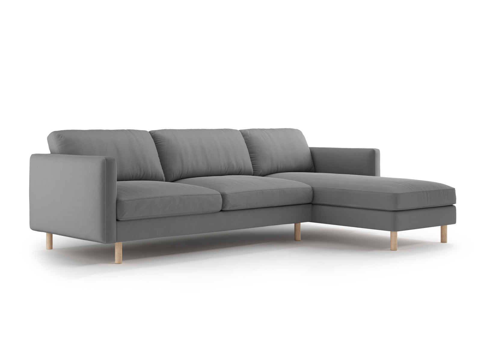 Elegantes Eden Velour Ecksofa rechts, 4-Sitzer in stilvollem Design, ideal für moderne Wohnräume, erhältlich bei KAQTU Design AG.