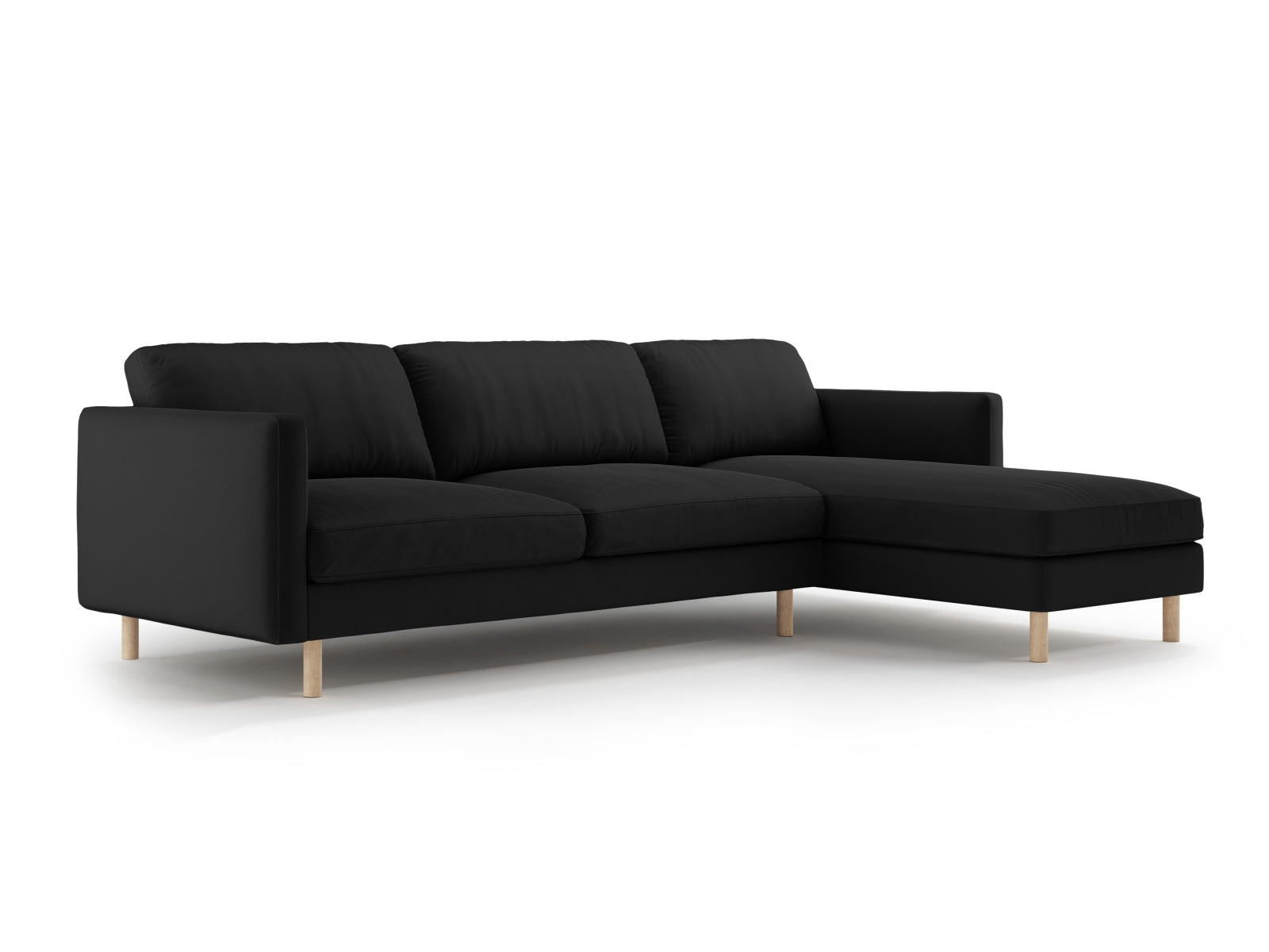 Elegantes Eden Velour Ecksofa rechts, 4-Sitzer in stilvollem Design, ideal für moderne Wohnräume, erhältlich bei KAQTU Design AG.