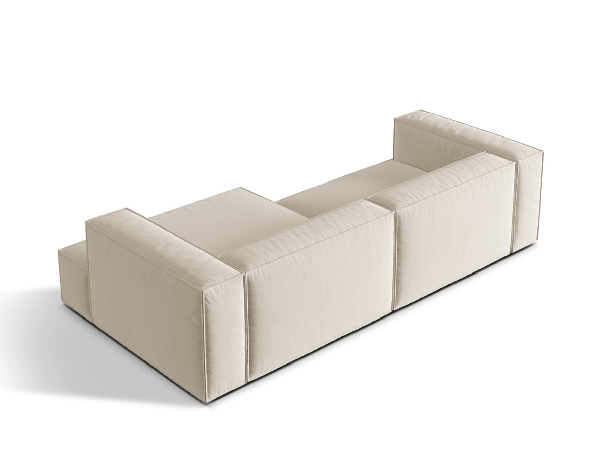 Nuria Velour Modular Ecksofa rechts 4 Sitzer in Beige-Paris präsentiert im Onlineshop von KAQTU Design AG. L-Sofa rechts ist von Micadoni