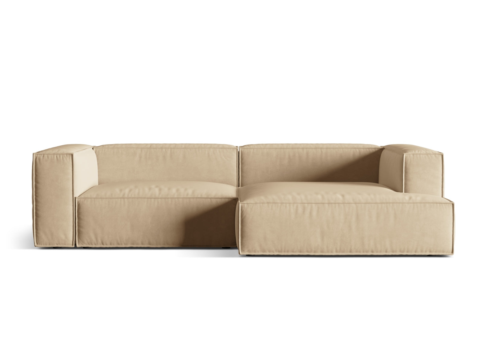 Nuria Velour Modular Ecksofa rechts 4 Sitzer in Nude präsentiert im Onlineshop von KAQTU Design AG. Ecksofa rechts ist von Micadoni