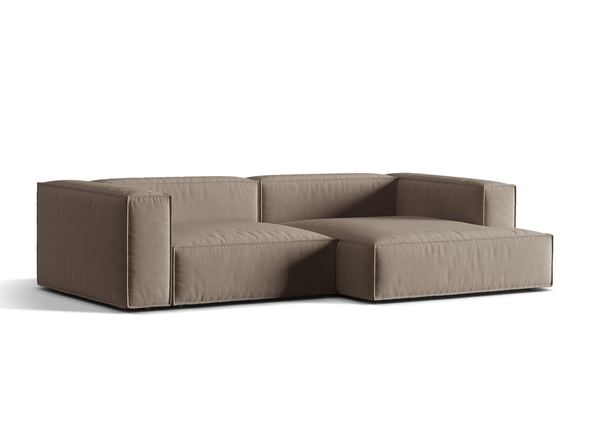 Nuria Velour Modular Ecksofa rechts 4 Sitzer in Warm grey-Paris präsentiert im Onlineshop von KAQTU Design AG. L-Sofa rechts ist von Micadoni