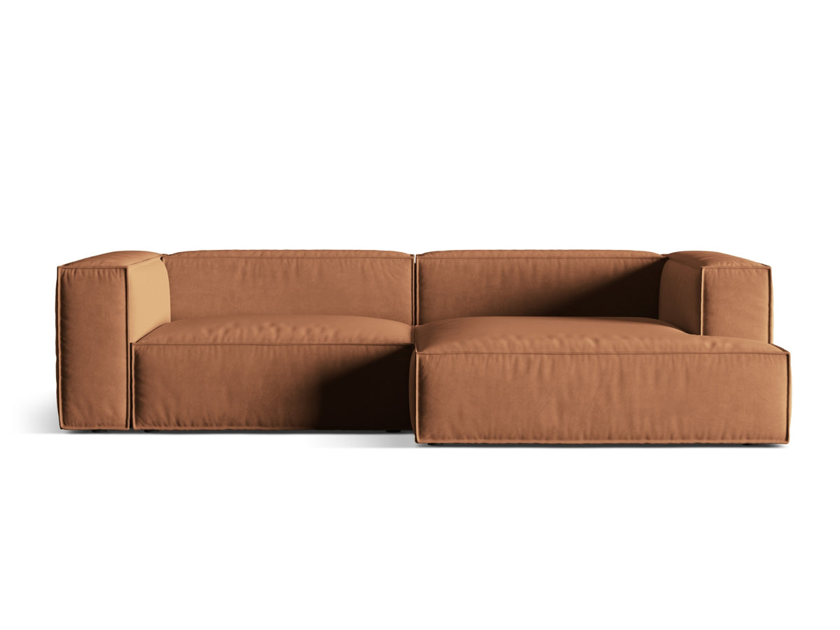 Nuria Velour Modular Ecksofa rechts 4 Sitzer in Honey-Paris präsentiert im Onlineshop von KAQTU Design AG. L-Sofa rechts ist von Micadoni