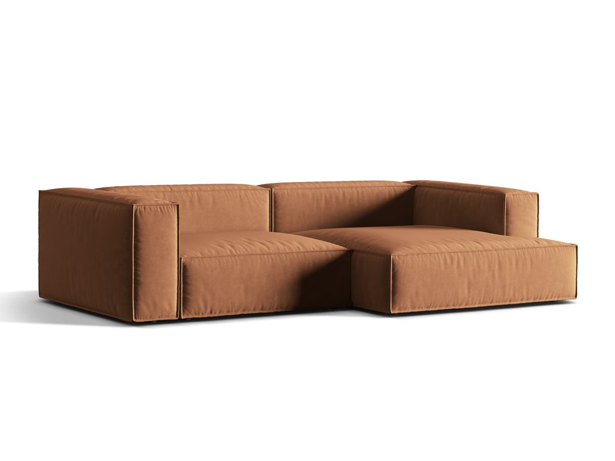Nuria Velour Modular Ecksofa rechts 4 Sitzer in Honey-Paris präsentiert im Onlineshop von KAQTU Design AG. L-Sofa rechts ist von Micadoni