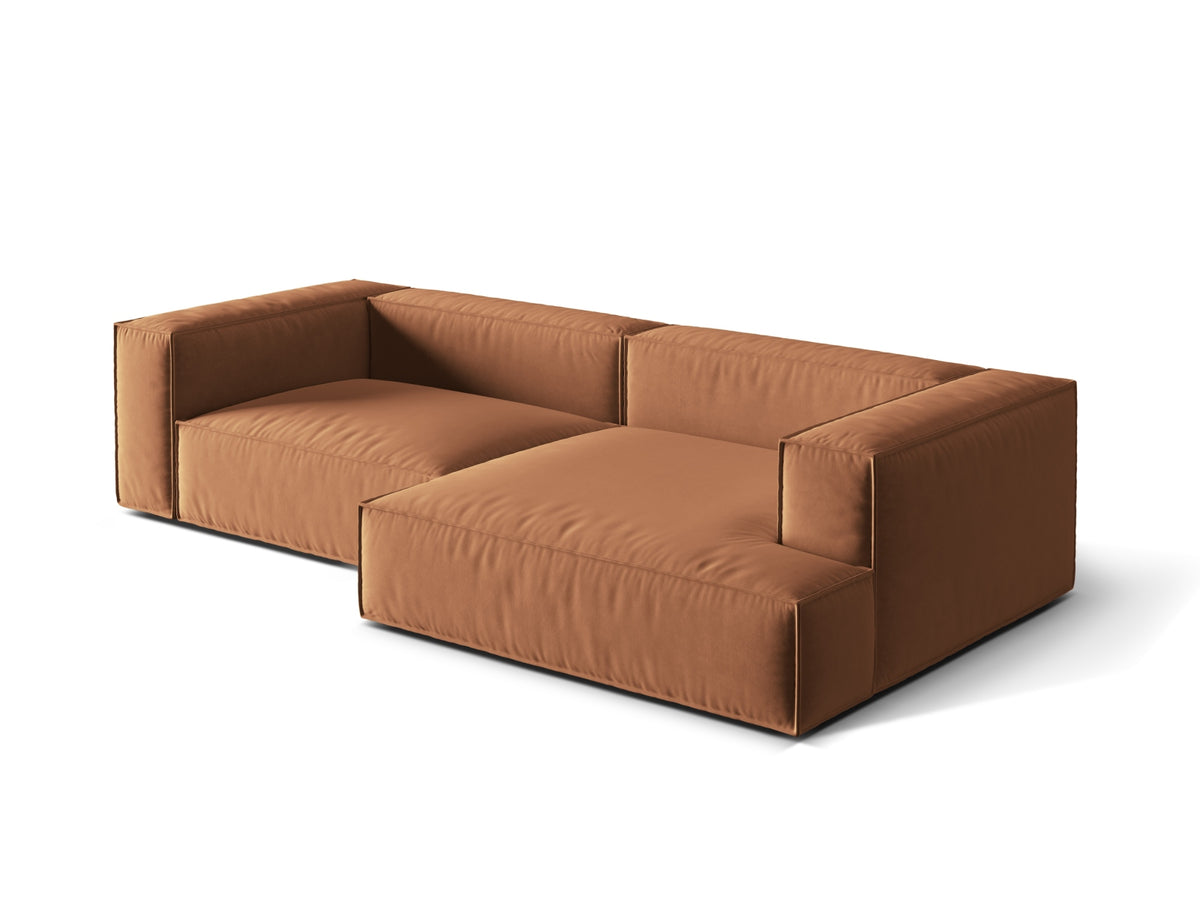 Nuria Velour Modular Ecksofa rechts 4 Sitzer in Honey-Paris präsentiert im Onlineshop von KAQTU Design AG. L-Sofa rechts ist von Micadoni