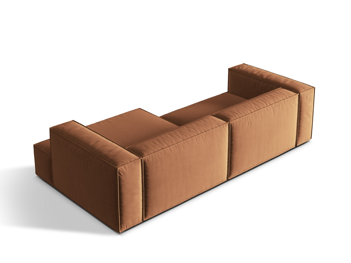 Nuria Velour Modular Ecksofa rechts 4 Sitzer in Honey-Paris präsentiert im Onlineshop von KAQTU Design AG. L-Sofa rechts ist von Micadoni
