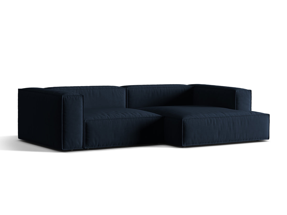Nuria Velour Modular Ecksofa rechts 4 Sitzer in Dark Blue-Paris präsentiert im Onlineshop von KAQTU Design AG. L-Sofa rechts ist von Micadoni