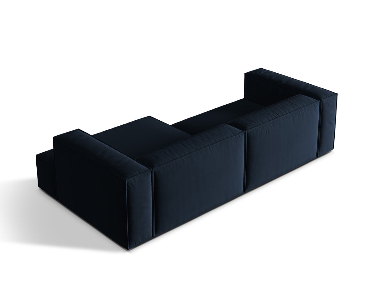 Nuria Velour Modular Ecksofa rechts 4 Sitzer in Dark Blue-Paris präsentiert im Onlineshop von KAQTU Design AG. L-Sofa rechts ist von Micadoni