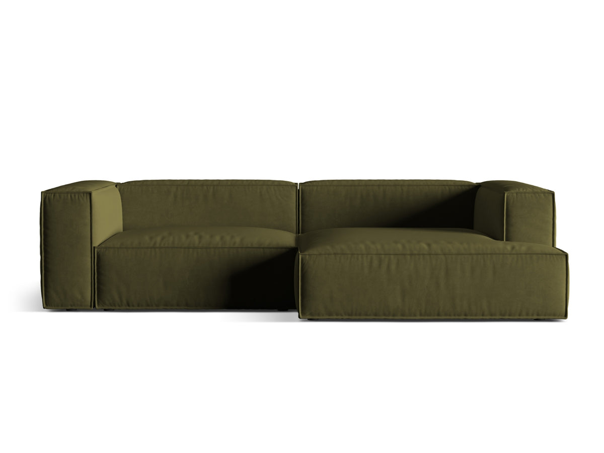 Nuria Velour Modular Ecksofa rechts 4 Sitzer in Moss Green Melange-Paris präsentiert im Onlineshop von KAQTU Design AG. L-Sofa rechts ist von Micadoni