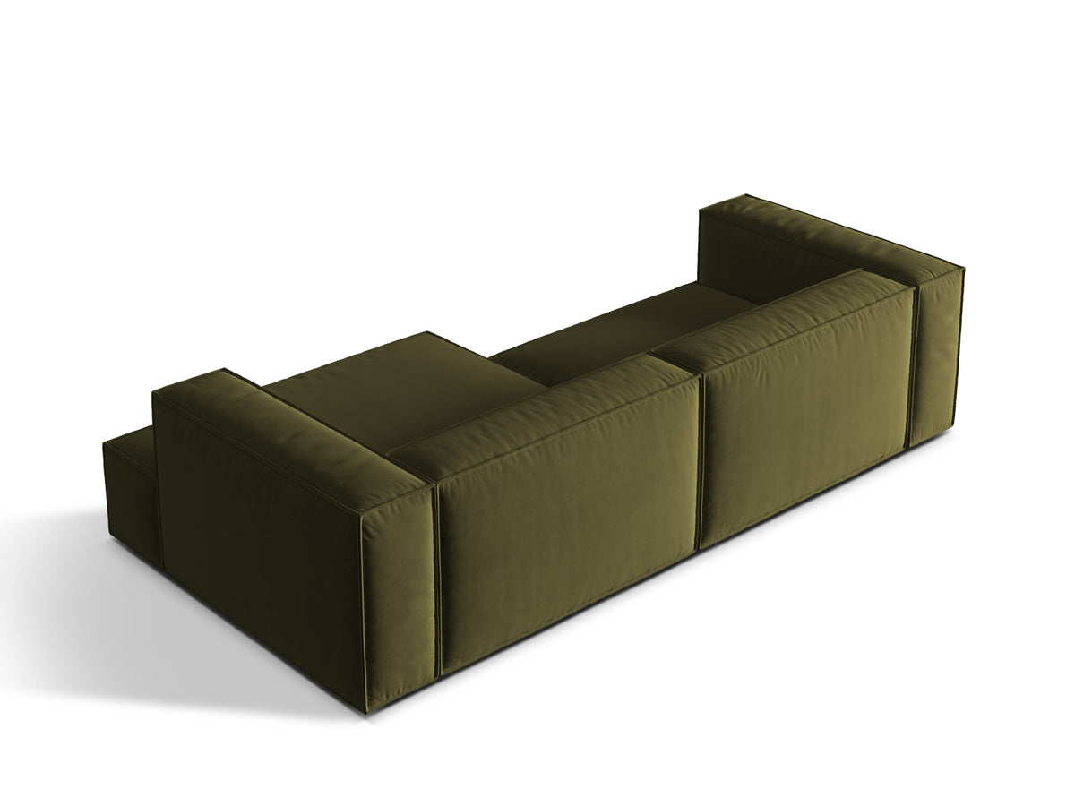 Nuria Velour Modular Ecksofa rechts 4 Sitzer in Moss Green Melange-Paris präsentiert im Onlineshop von KAQTU Design AG. L-Sofa rechts ist von Micadoni