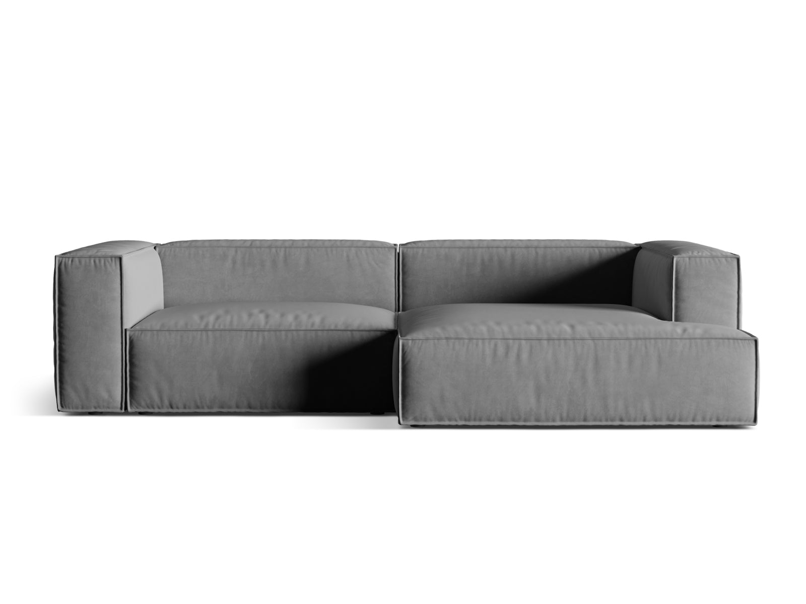 Nuria Velour Modular Ecksofa rechts 4 Sitzer in Grey-Paris präsentiert im Onlineshop von KAQTU Design AG. L-Sofa rechts ist von Micadoni