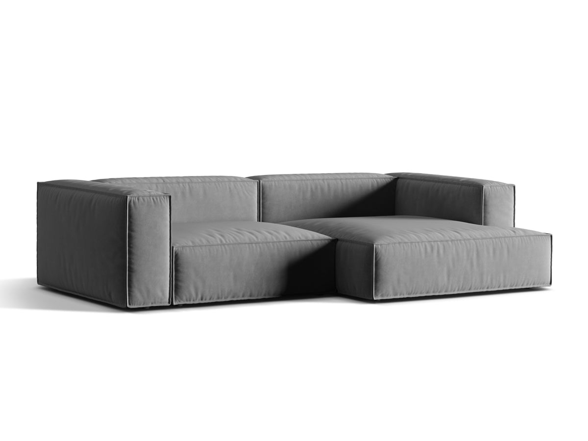 Nuria Velour Modular Ecksofa rechts 4 Sitzer in Grey-Paris präsentiert im Onlineshop von KAQTU Design AG. L-Sofa rechts ist von Micadoni