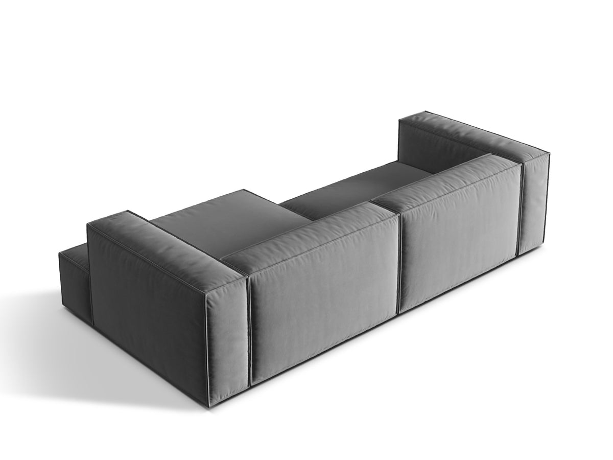 Nuria Velour Modular Ecksofa rechts 4 Sitzer in Grey-Paris präsentiert im Onlineshop von KAQTU Design AG. L-Sofa rechts ist von Micadoni