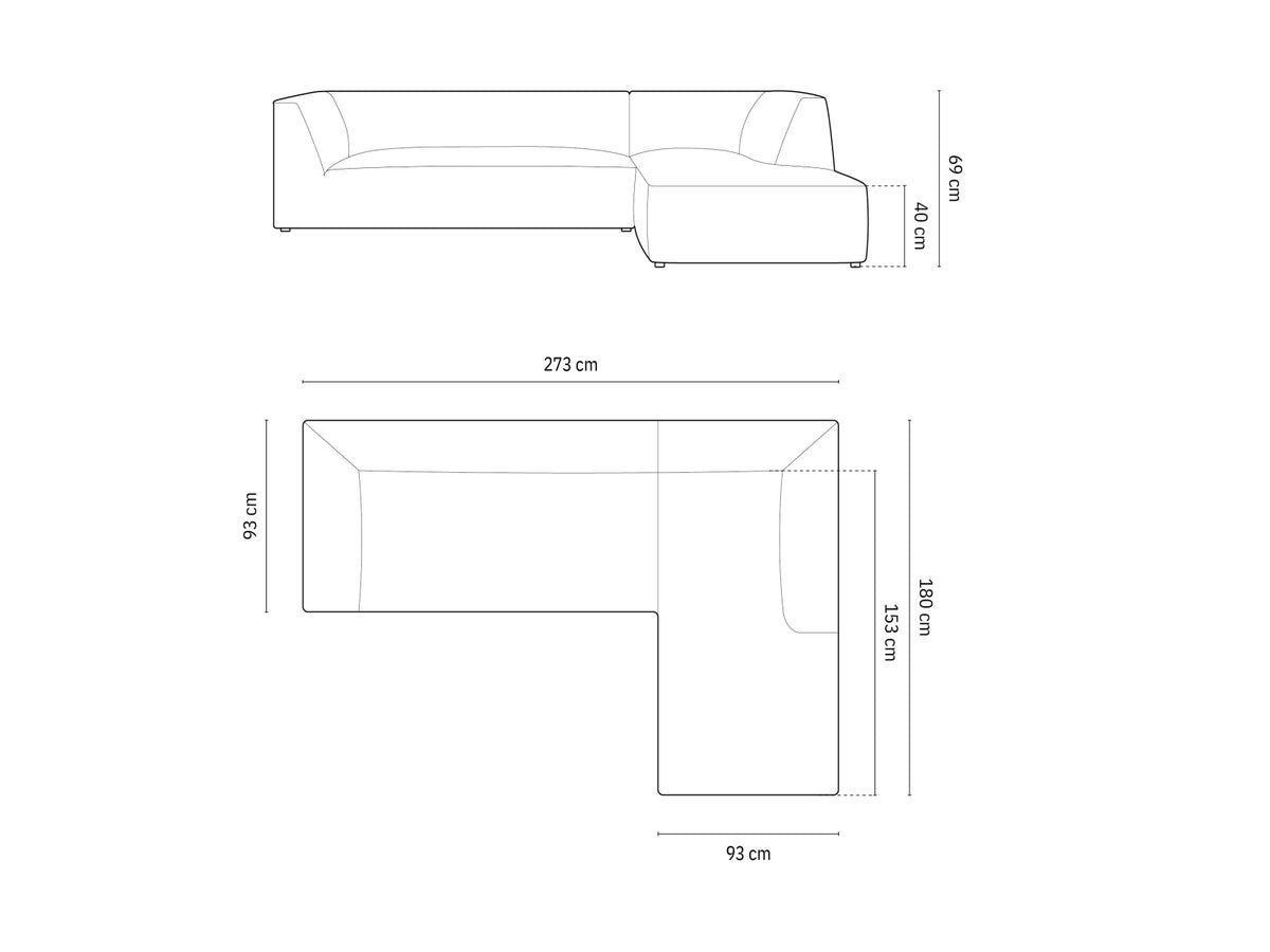 Ruby Modulares Ecksofa rechts 4 Sitzer in Light Grey-Scala präsentiert im Onlineshop von KAQTU Design AG. L-Sofa rechts ist von Micadoni