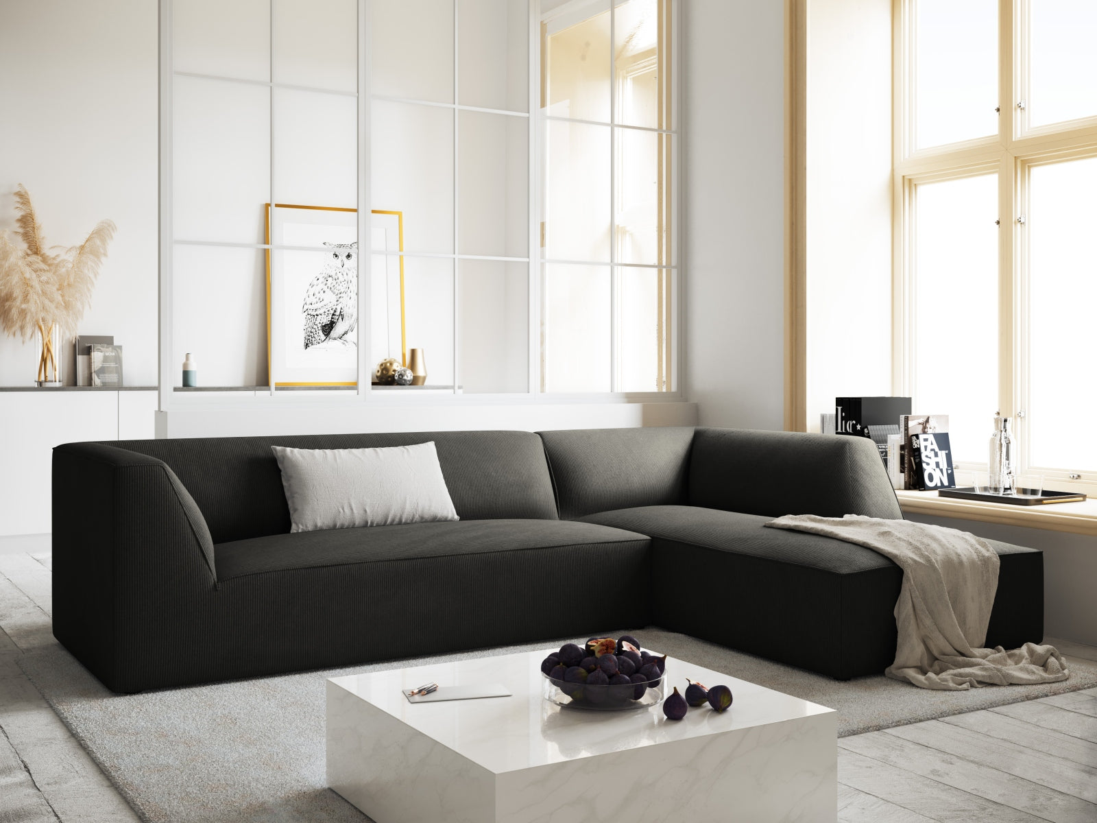 Entdecken Sie das Ruby Ecksofa rechts 4 Sitzer von Micadoni – stilvolles Design, modular anpassbar und perfekt für Ihr modernes Wohnzimmer.