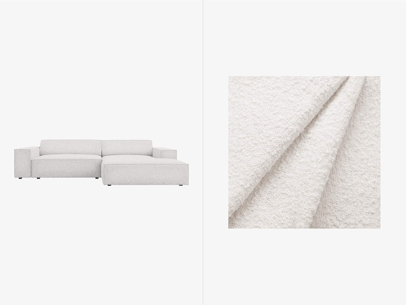Jodie Boucle modulares Ecksofa rechts 3 Sitzer in White-Baloo präsentiert im Onlineshop von KAQTU Design AG. L-Sofa rechts ist von Micadoni