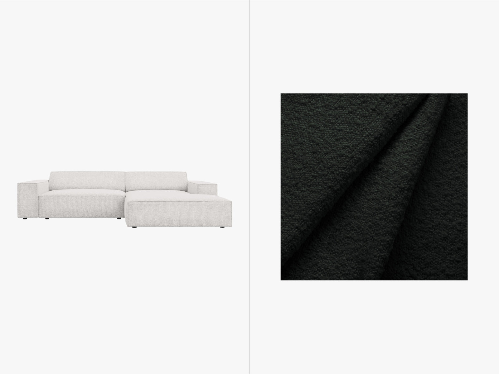 Jodie Boucle modulares Ecksofa rechts, 3-Sitzer von Micadoni, elegantes und komfortables L-Sofa für stilvolle Wohnräume.