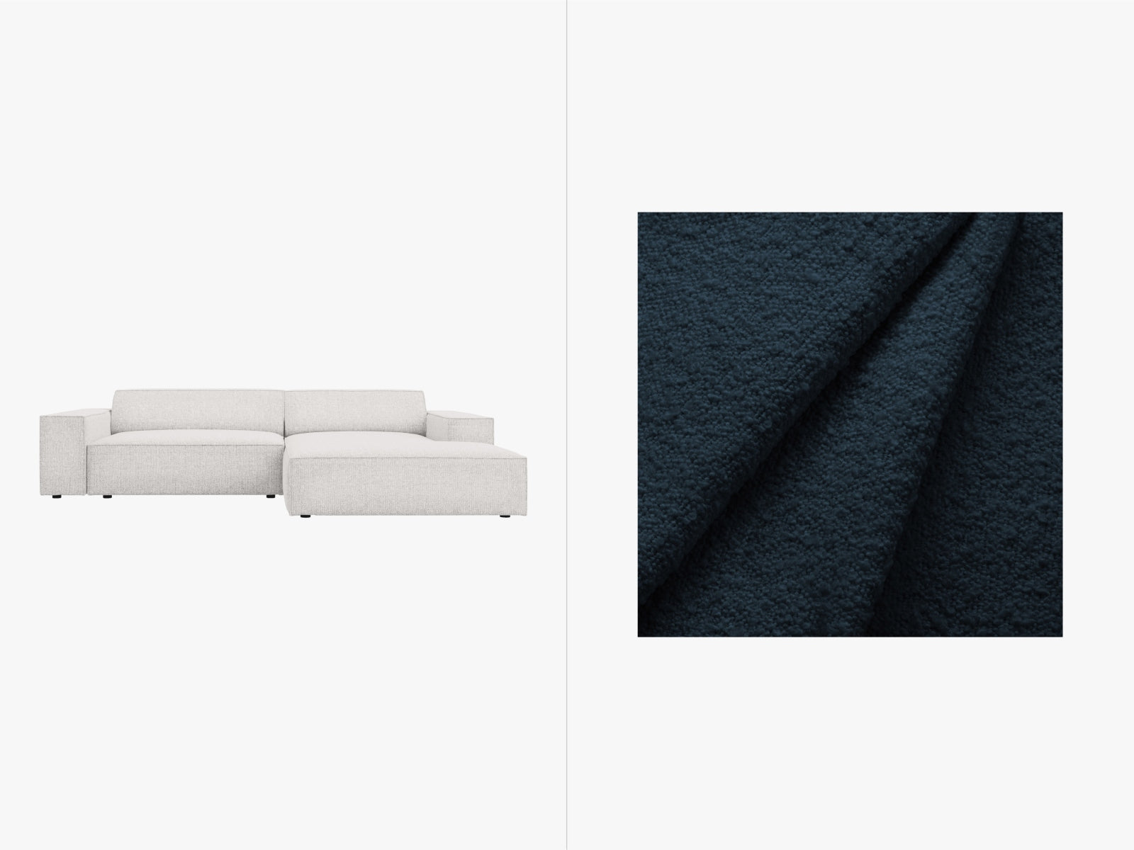 Jodie Boucle modulares Ecksofa rechts 3 Sitzer in Dark Blue präsentiert im Onlineshop von KAQTU Design AG. Ecksofa rechts ist von Micadoni